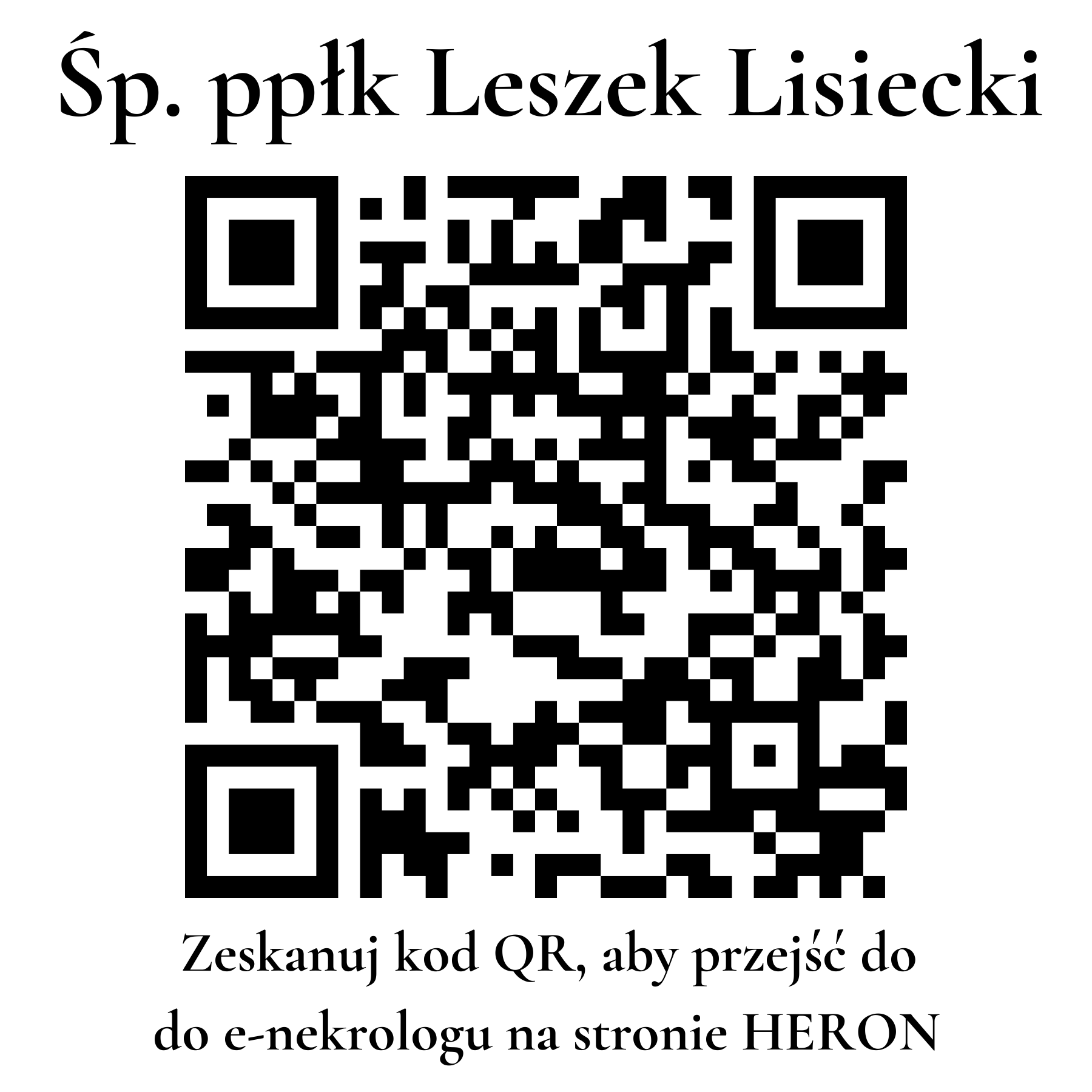 Kod QR do nekrologu ppłk Leszek Lisiecki Kod QR do nekrologu ppłk Leszek Lisiecki