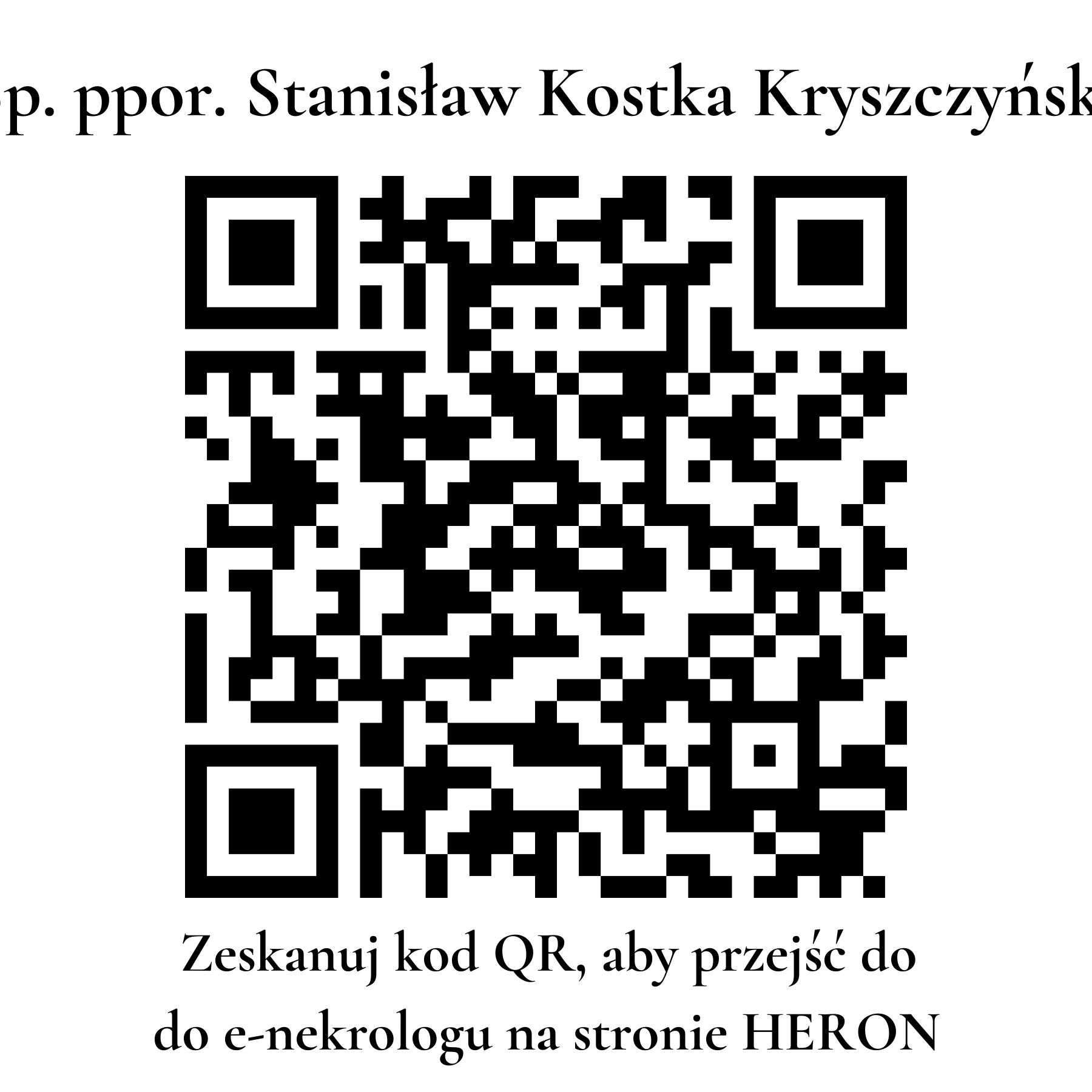 Kod QR do nekrologu ppor. Stanisław Kostka Kryszczyński