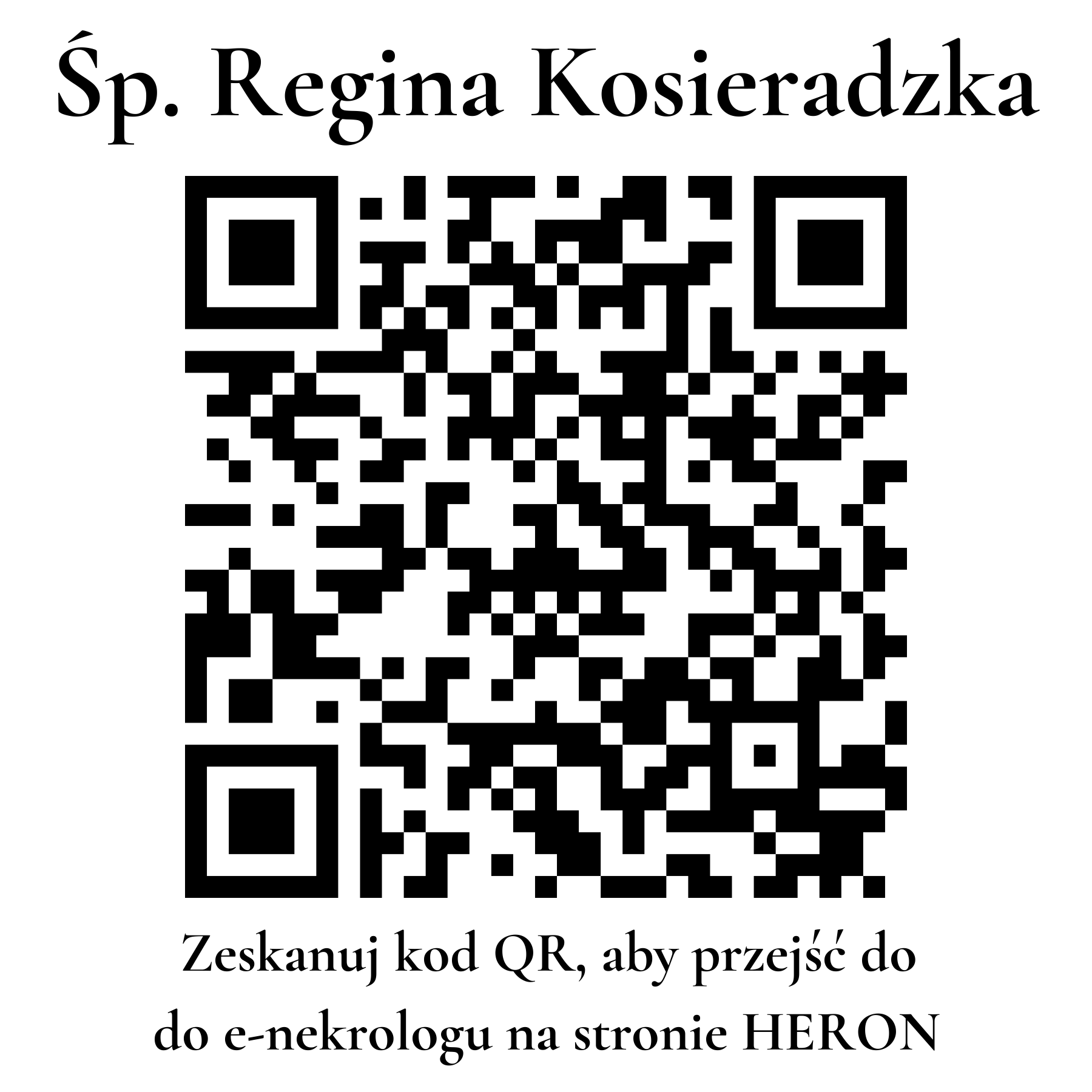 Kod QR do nekrologu Regina Kosieradzka Kod QR do nekrologu Regina Kosieradzka