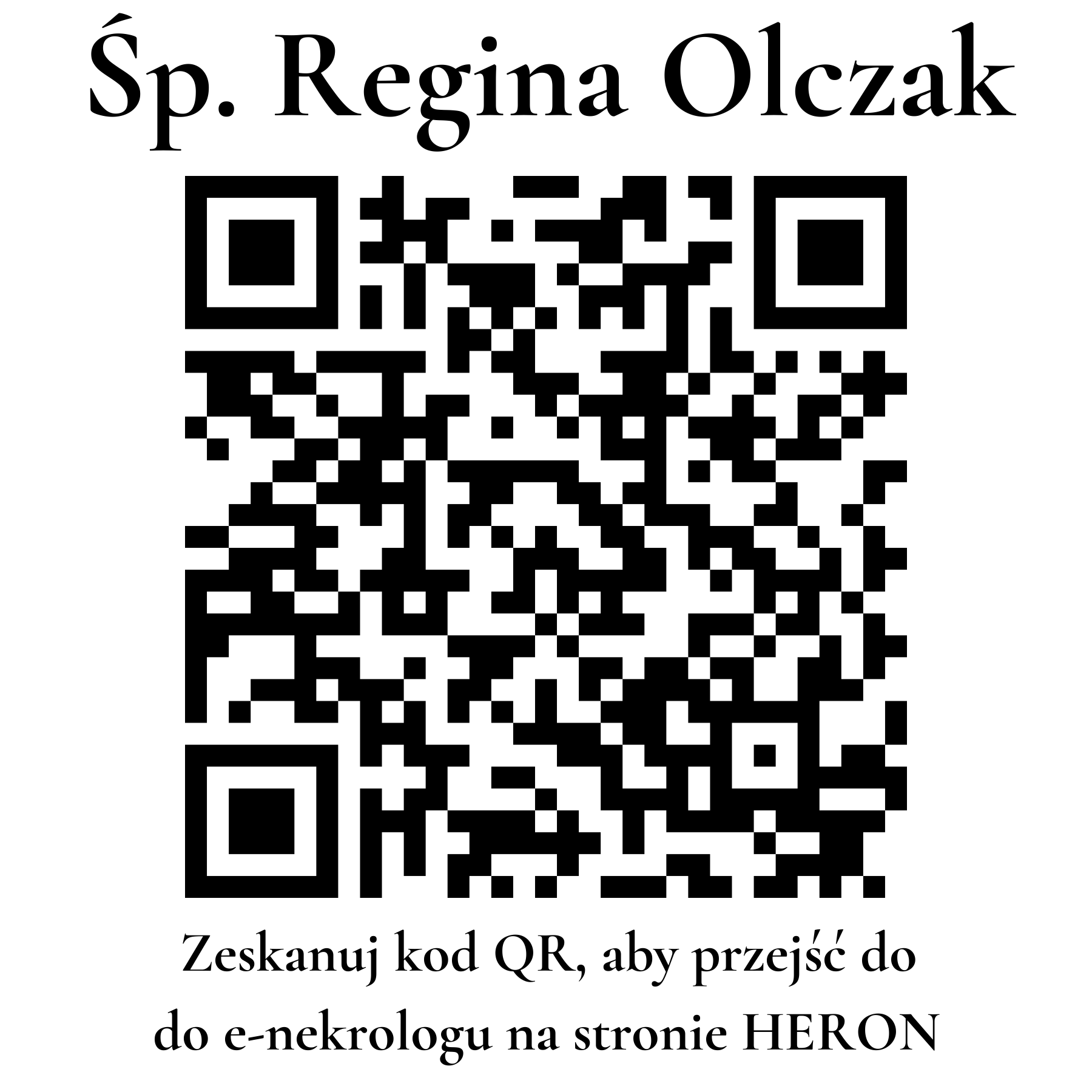 Kod QR do nekrologu Regina Olczak Kod QR do nekrologu Regina Olczak