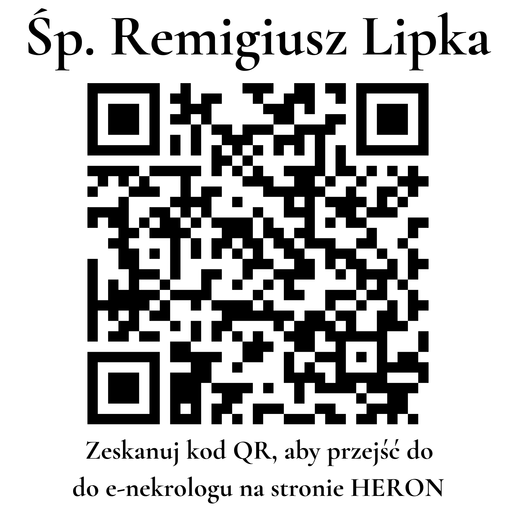 Kod QR do nekrologu Remigiusz Lipka Kod QR do nekrologu Remigiusz Lipka