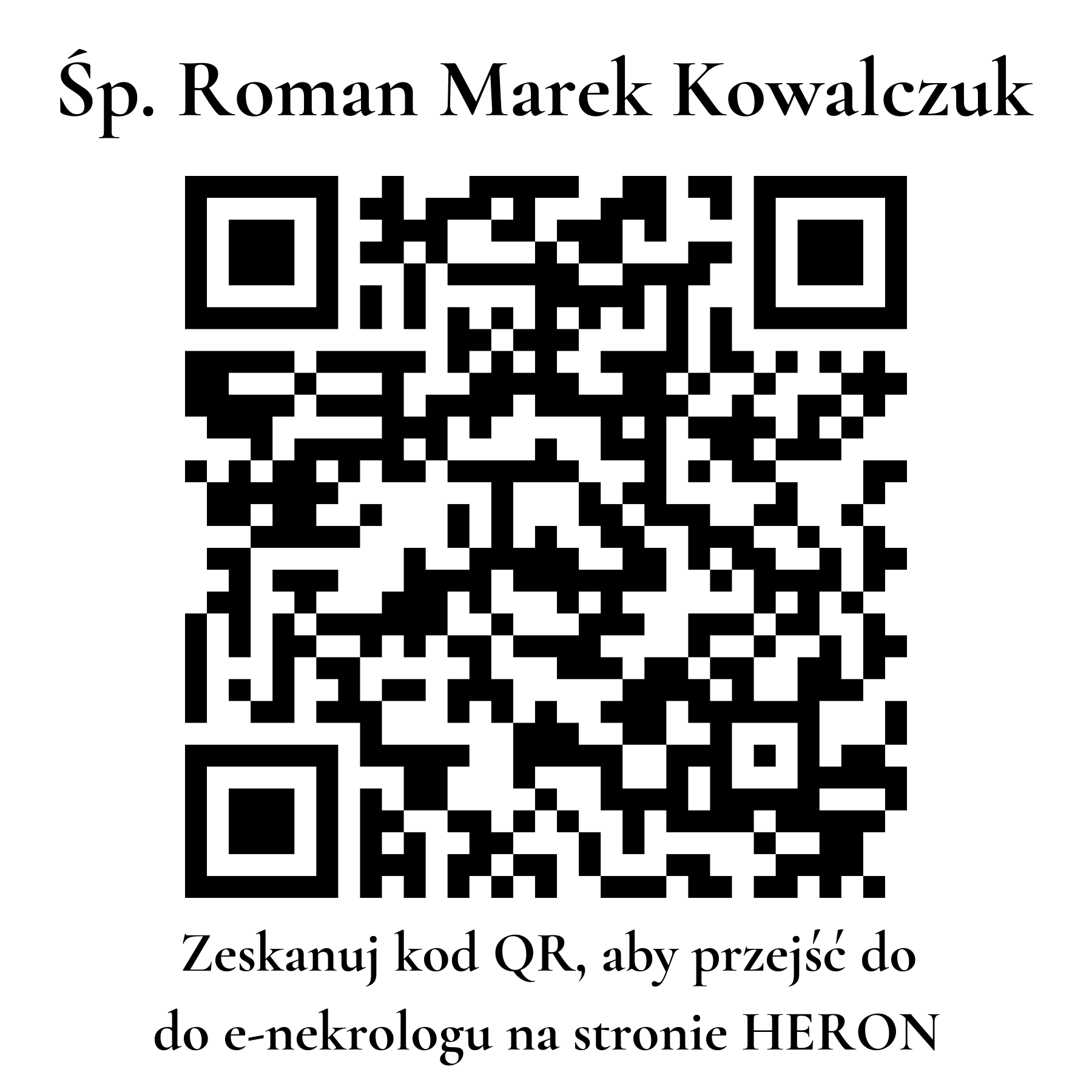 Kod QR do nekrologu Roman Marek Kowalczuk