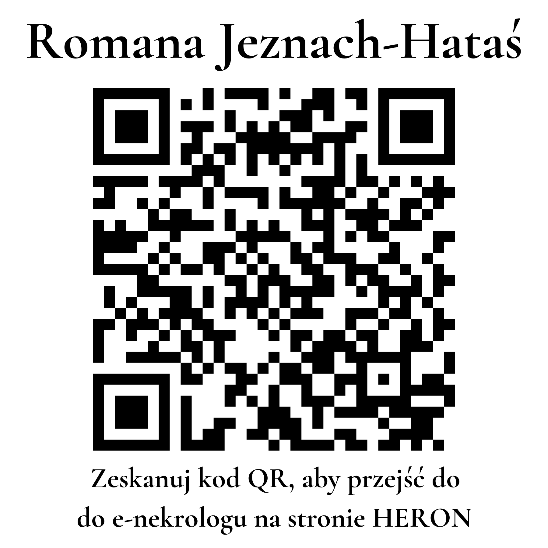 Kod QR do nekrologu Romana Jeznach-Hataś Kod QR do nekrologu Romana Jeznach-Hataś