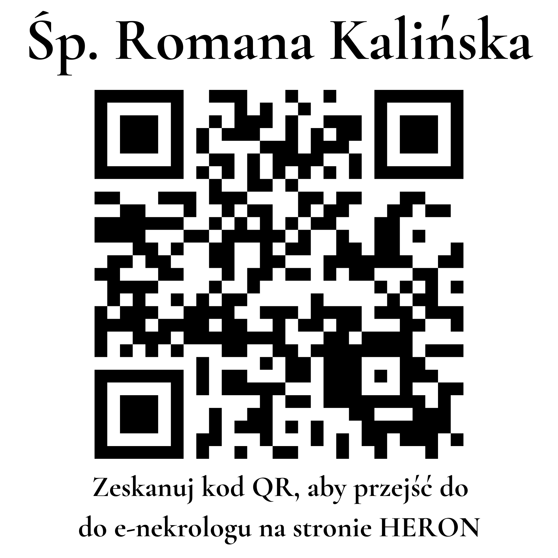 Kod QR do nekrologu Romana Kalińska Kod QR do nekrologu Romana Kalińska