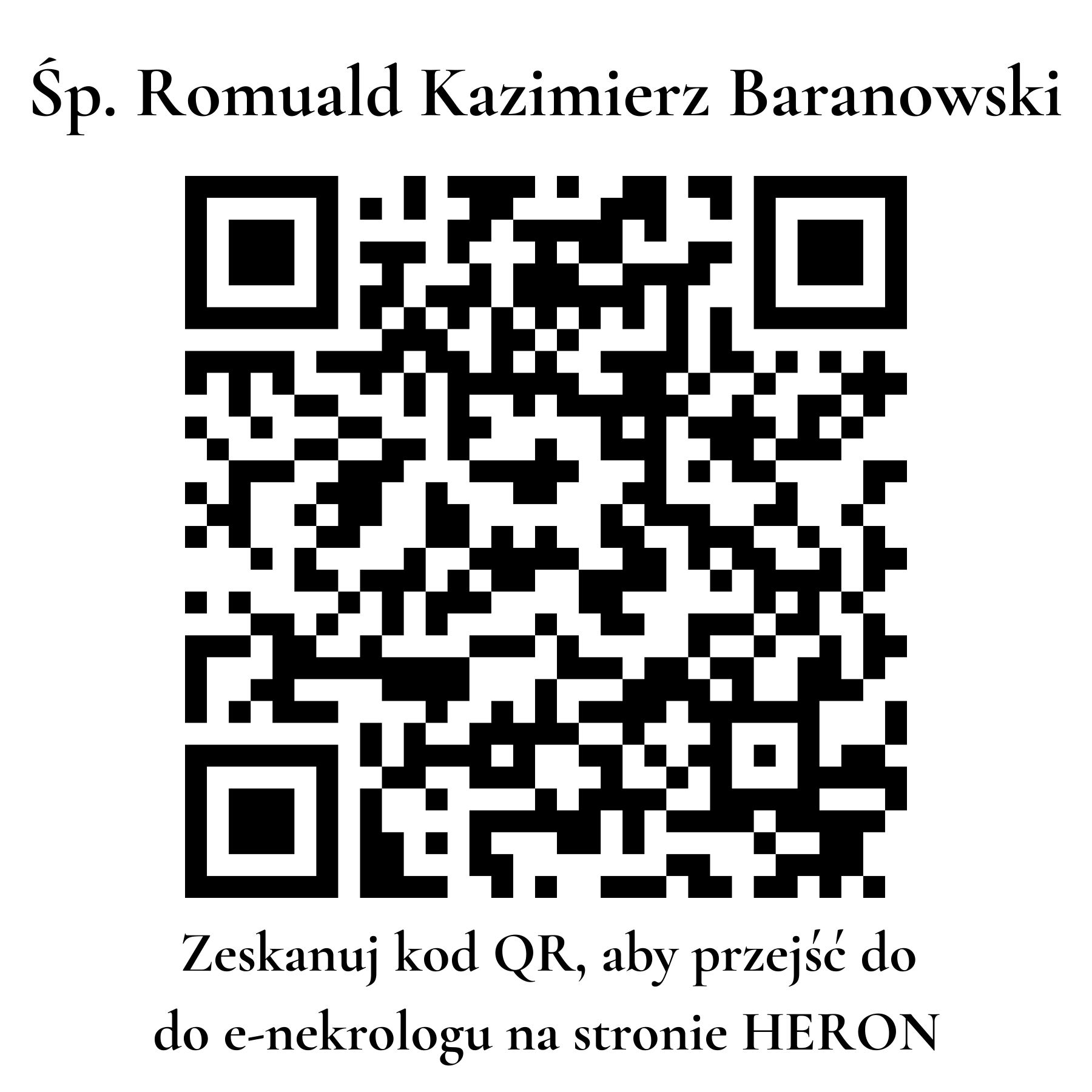 Kod QR do nekrologu Romuald Kazimierz Baranowski Kod QR do nekrologu Romuald Kazimierz Baranowski
