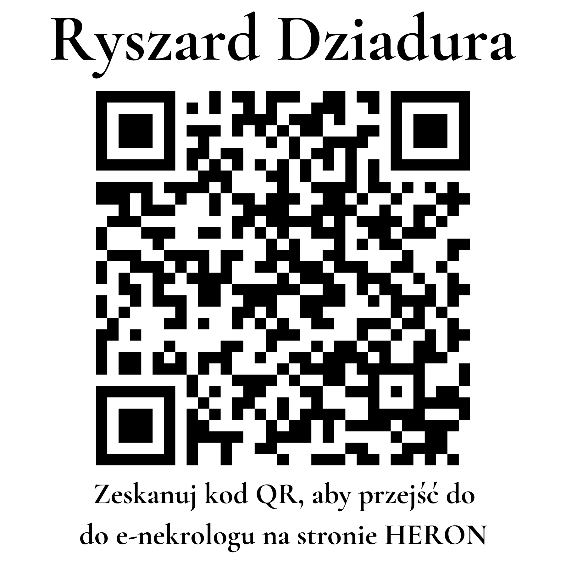 Kod QR do nekrologu Ryszard Dziadura Kod QR do nekrologu Ryszard Dziadura
