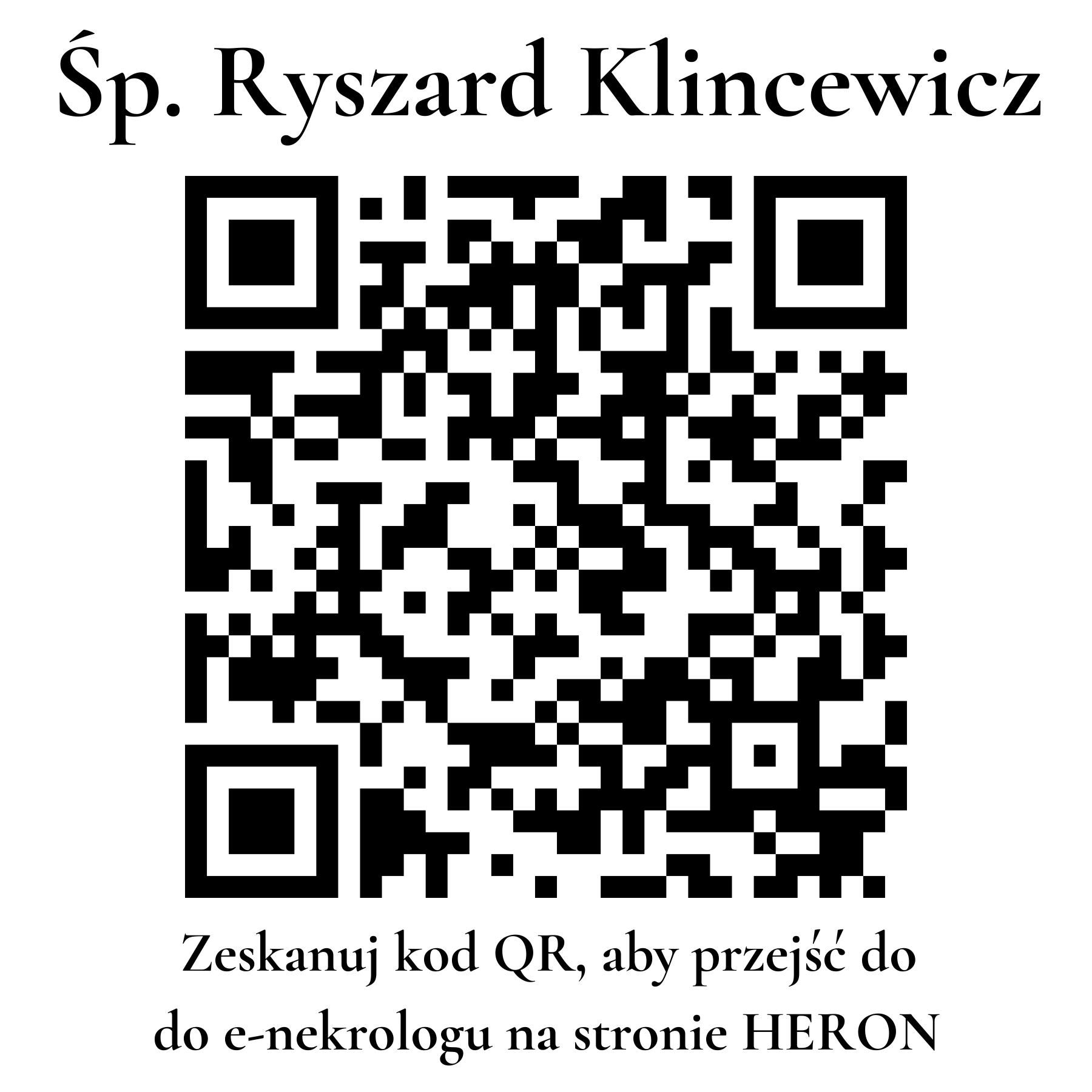 Kod QR do nekrologu Ryszard Klincewicz Kod QR do nekrologu Ryszard Klincewicz
