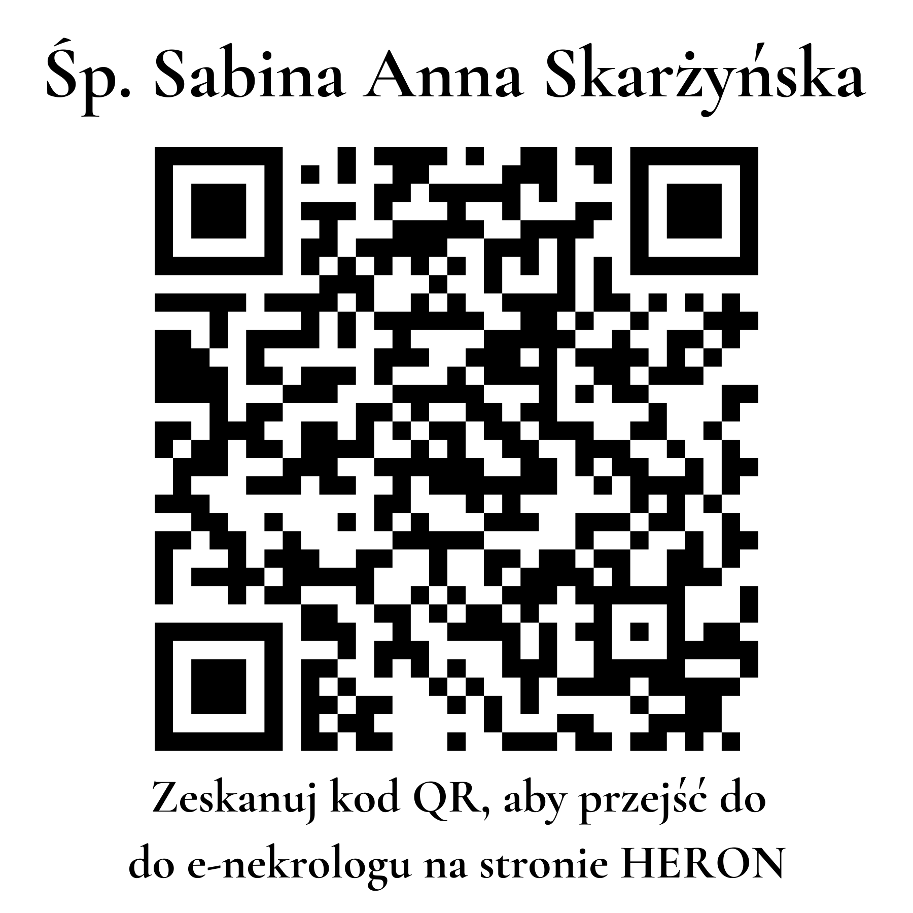 Kod QR do nekrologu Sabina Anna Skarżyńska Kod QR do nekrologu Sabina Anna Skarżyńska