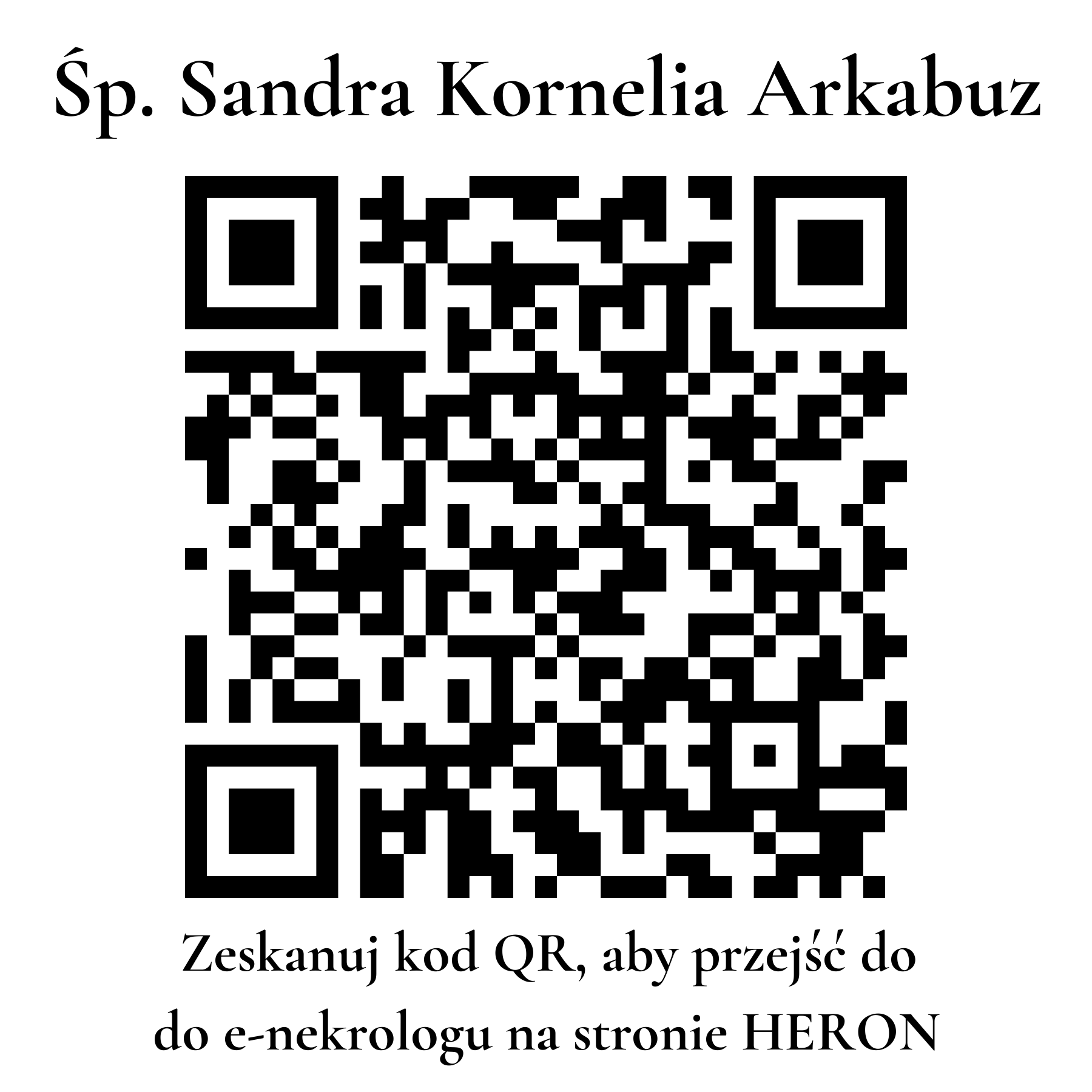 Kod QR do nekrologu Sandra Kornelia Arkabuz Kod QR do nekrologu Sandra Kornelia Arkabuz