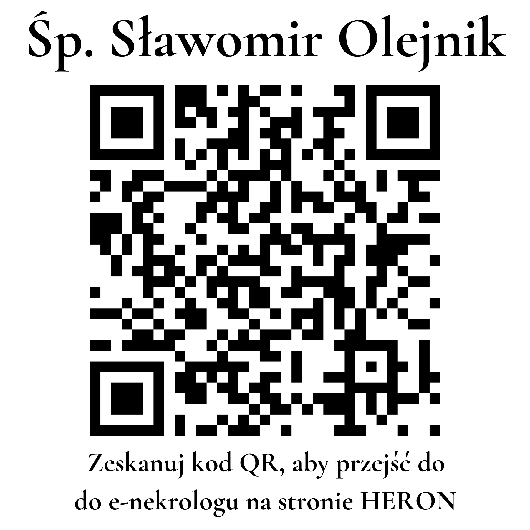 Kod QR do nekrologu Sławomir Olejnik Kod QR do nekrologu Sławomir Olejnik
