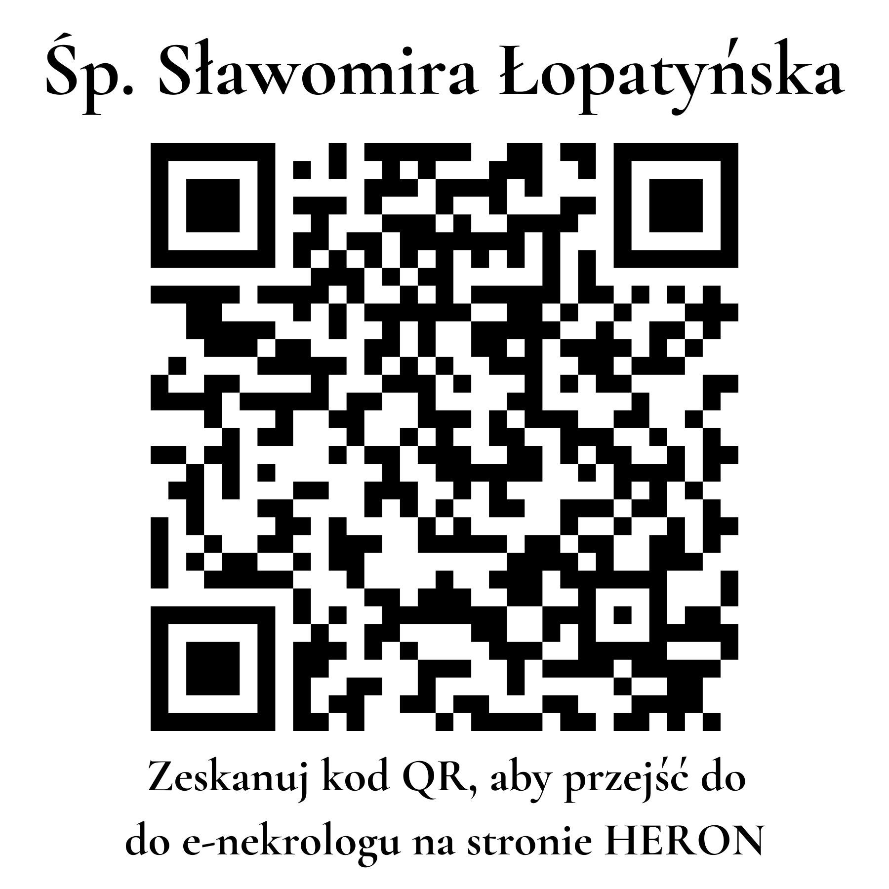 Kod QR do nekrologu Sławomira Łopatyńska