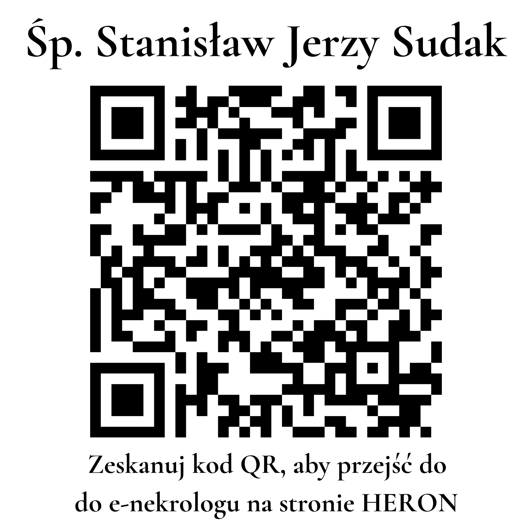 Kod QR do nekrologu Stanisław Jerzy Sudak Kod QR do nekrologu Stanisław Jerzy Sudak