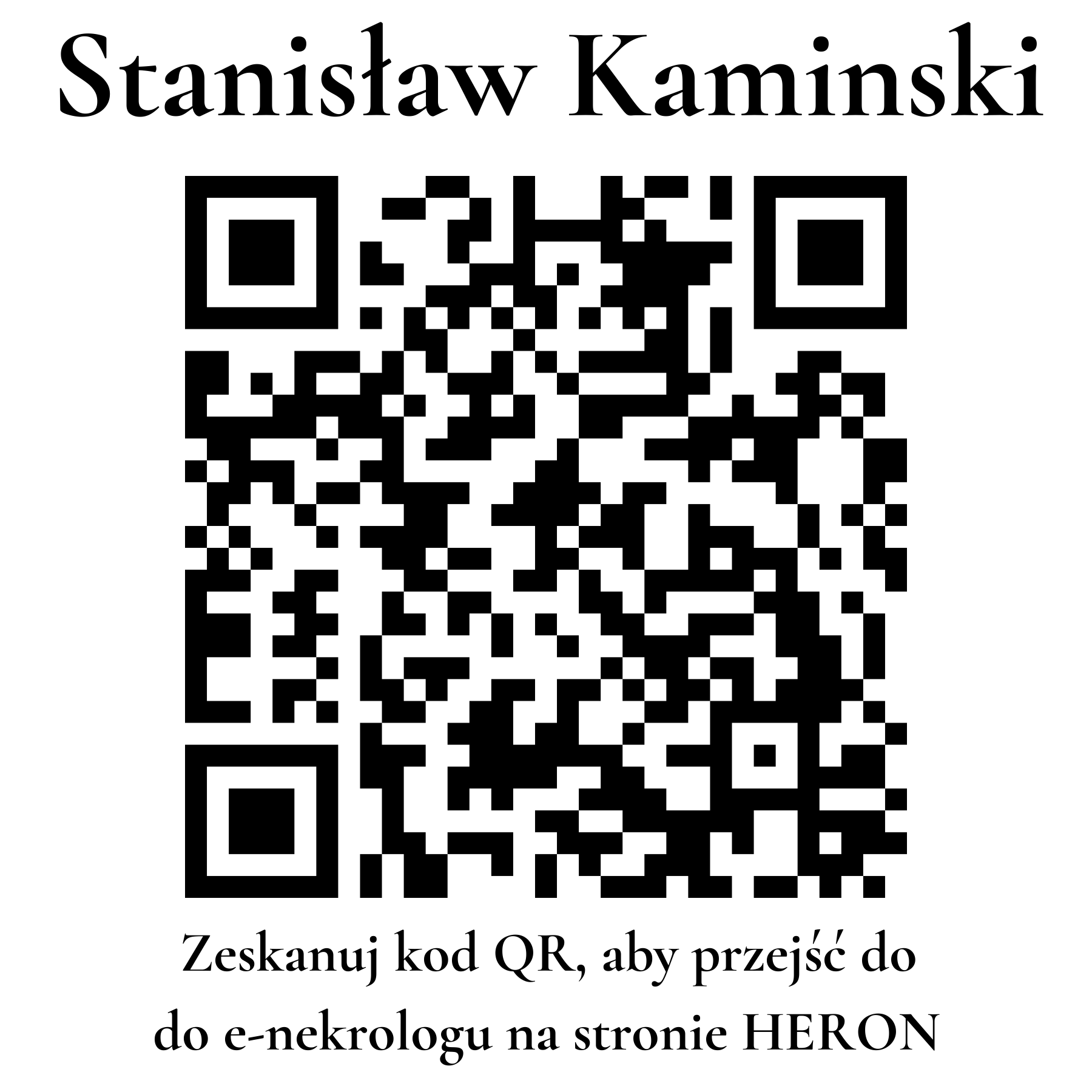 Kod QR do nekrologu Stanisław Kaminski Kod QR do nekrologu Stanisław Kaminski