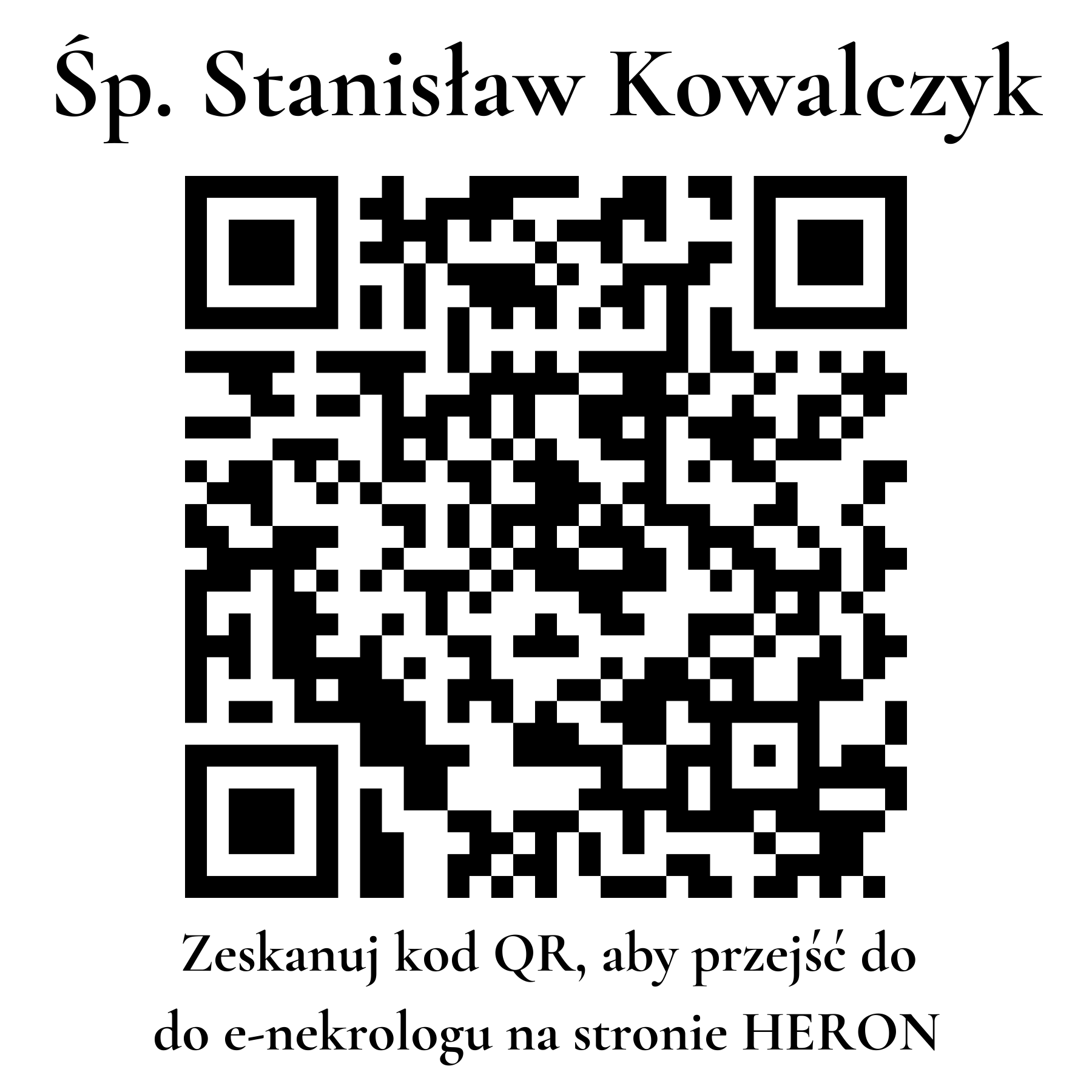 Kod QR do nekrologu Stanisław Kowalczyk Kod QR do nekrologu Stanisław Kowalczyk