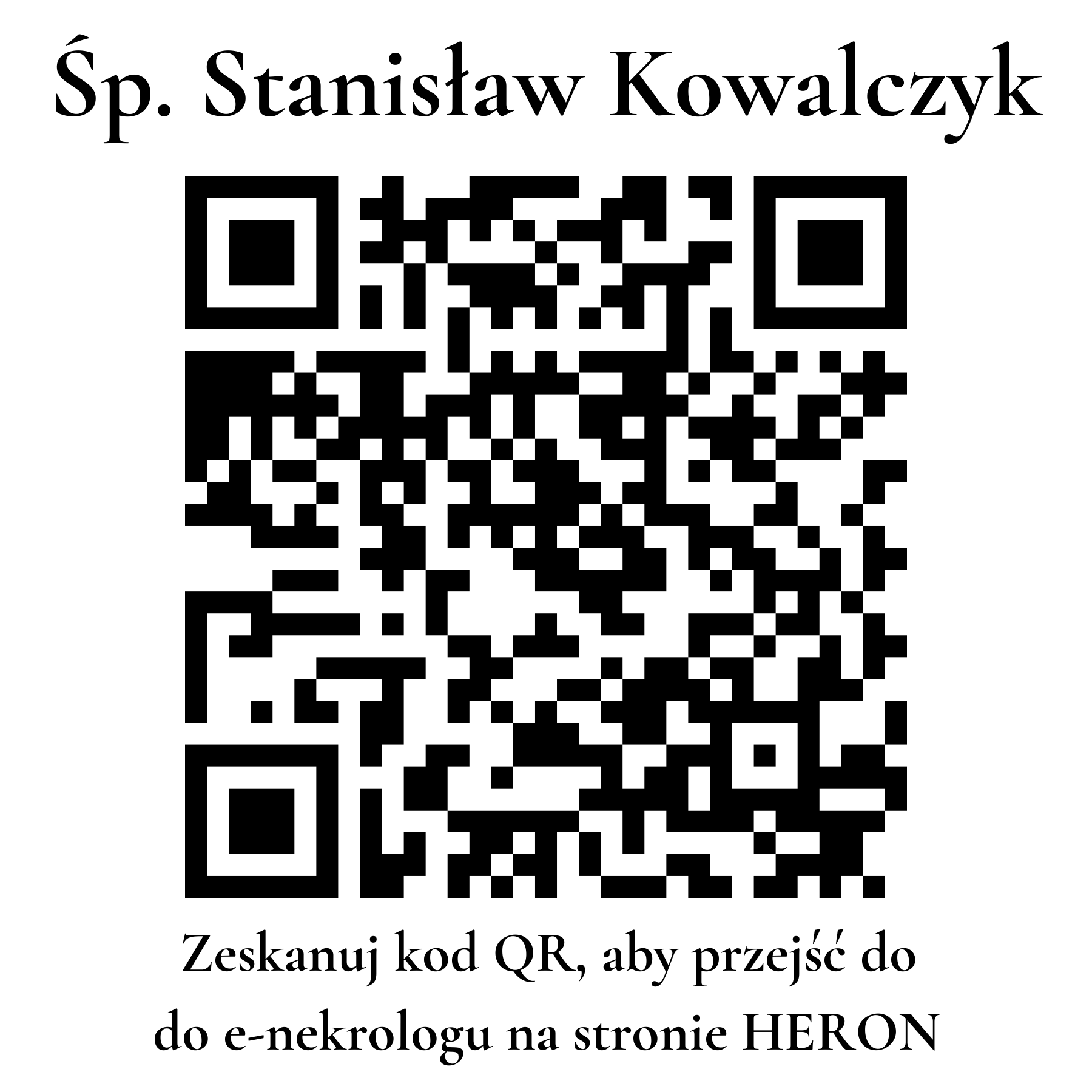 Kod QR do nekrologu Stanisław Kowalczyk