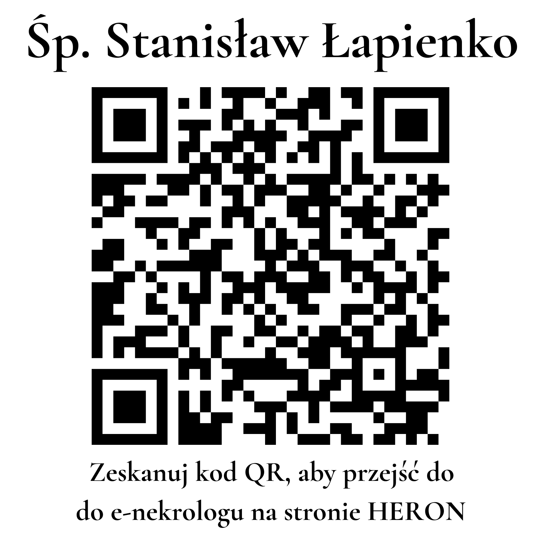 Kod QR do nekrologu Stanisław Łapienko
