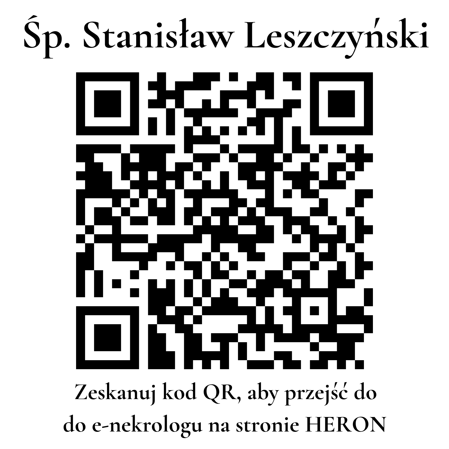 Kod QR do nekrologu Stanisław Leszczyński Kod QR do nekrologu Stanisław Leszczyński