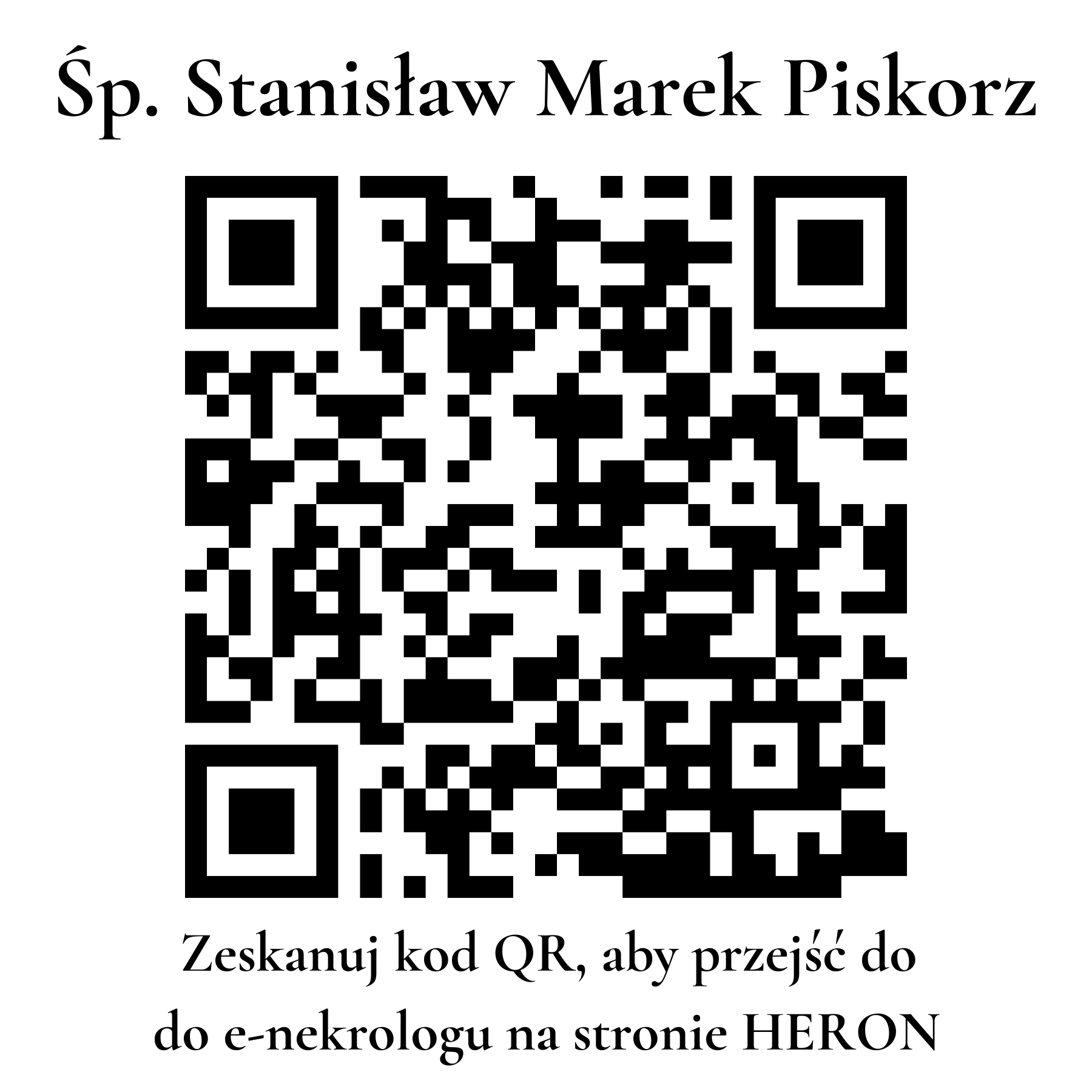 Kod QR do nekrologu Stanisław Marek Piskorz