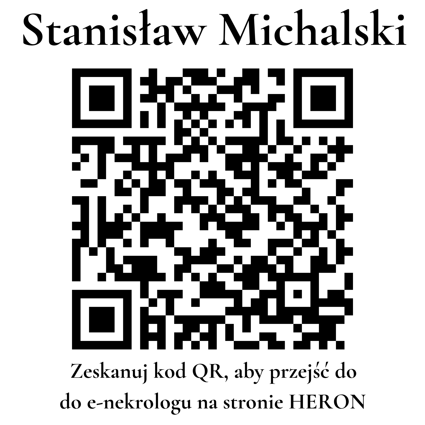 Kod QR do nekrologu Stanisław Michalski Kod QR do nekrologu Stanisław Michalski