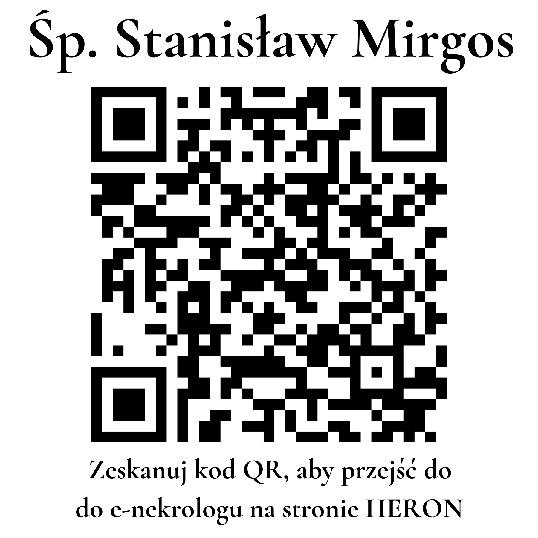 Kod QR do nekrologu Stanisław Mirgos Kod QR do nekrologu Stanisław Mirgos