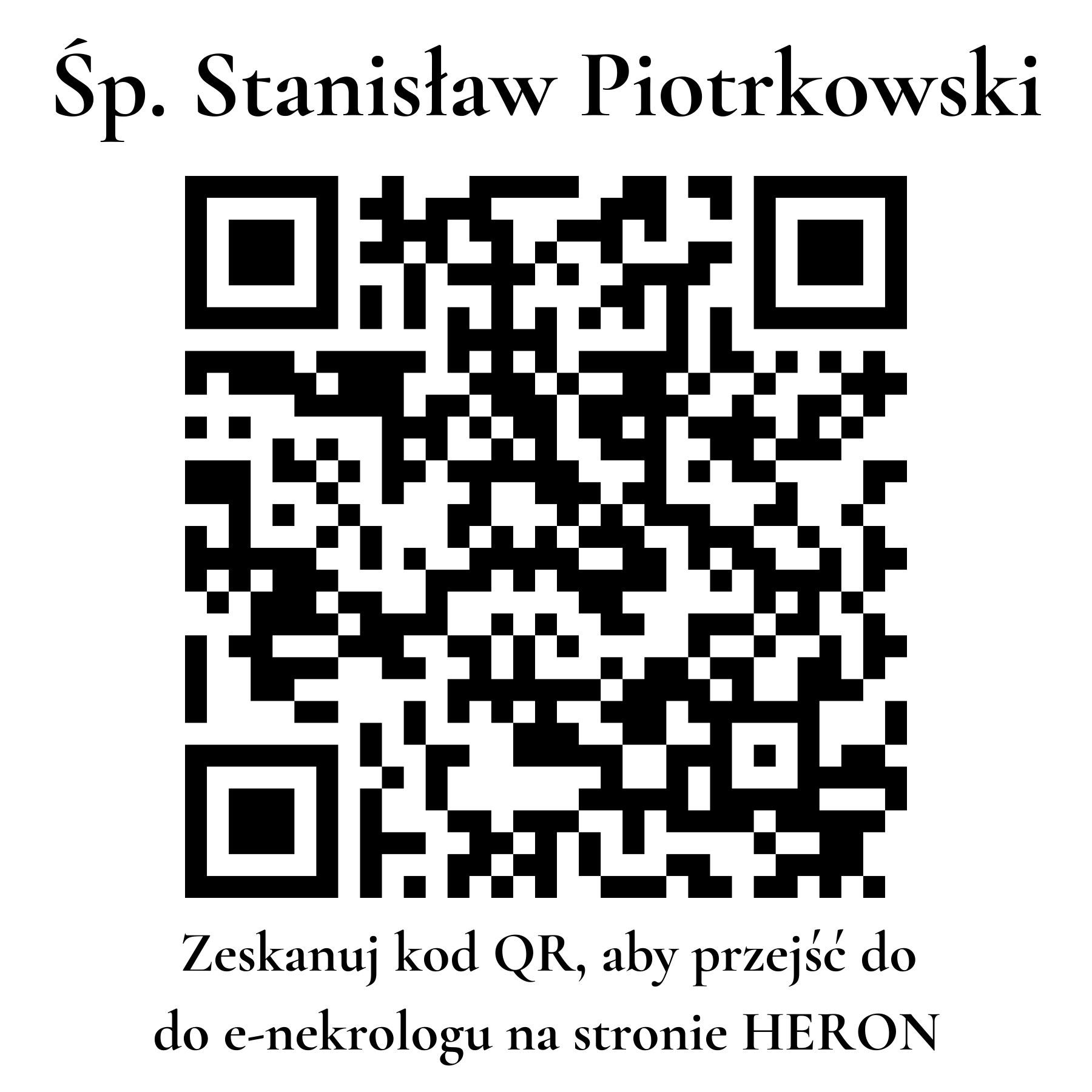 Kod QR do nekrologu Stanisław Piotrkowski Kod QR do nekrologu Stanisław Piotrkowski