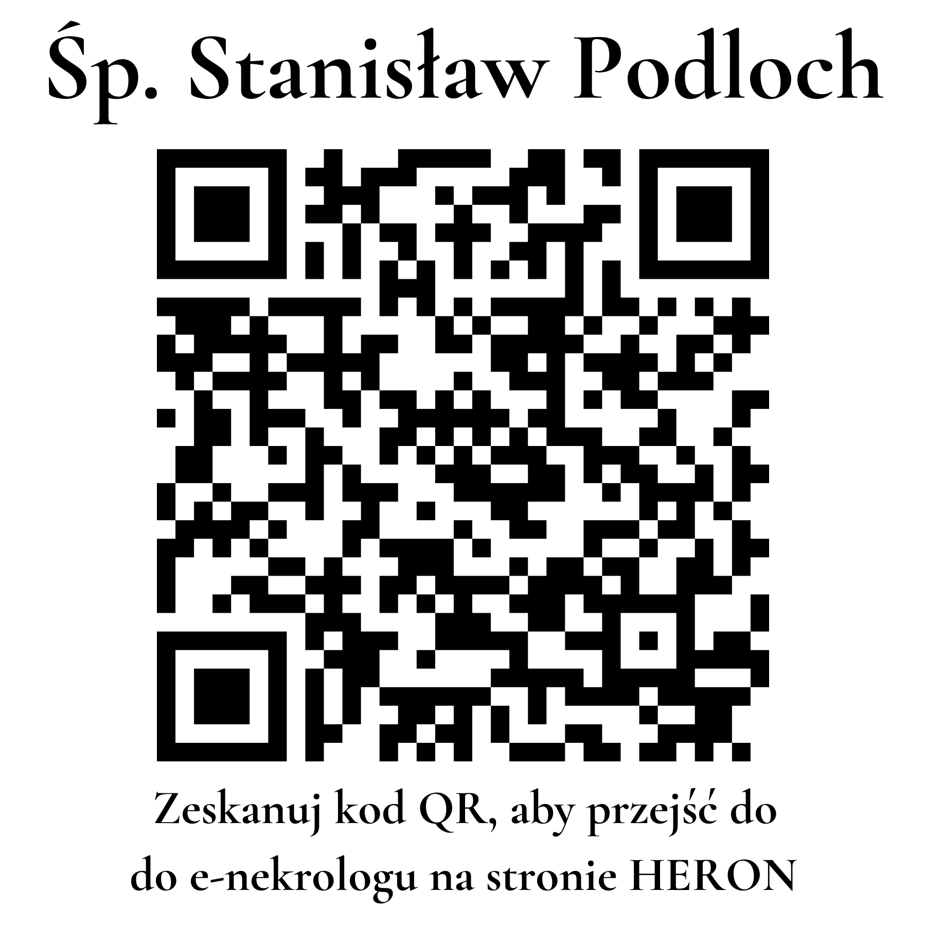 Kod QR do nekrologu Stanisław Podloch Kod QR do nekrologu Stanisław Podloch