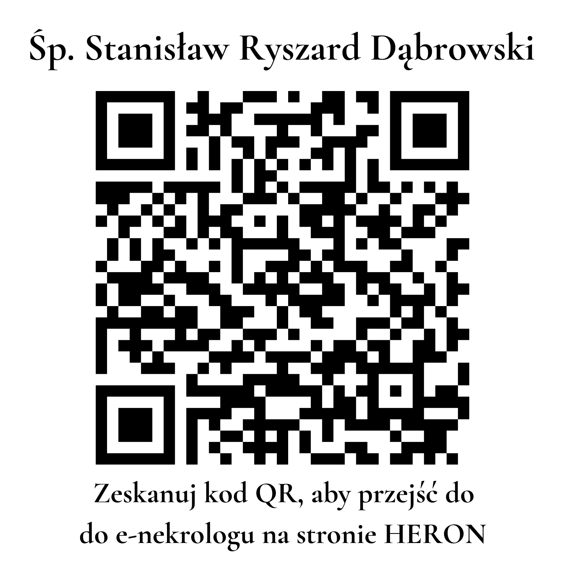 Kod QR do nekrologu Stanisław Ryszard Dąbrowski Kod QR do nekrologu Stanisław Ryszard Dąbrowski