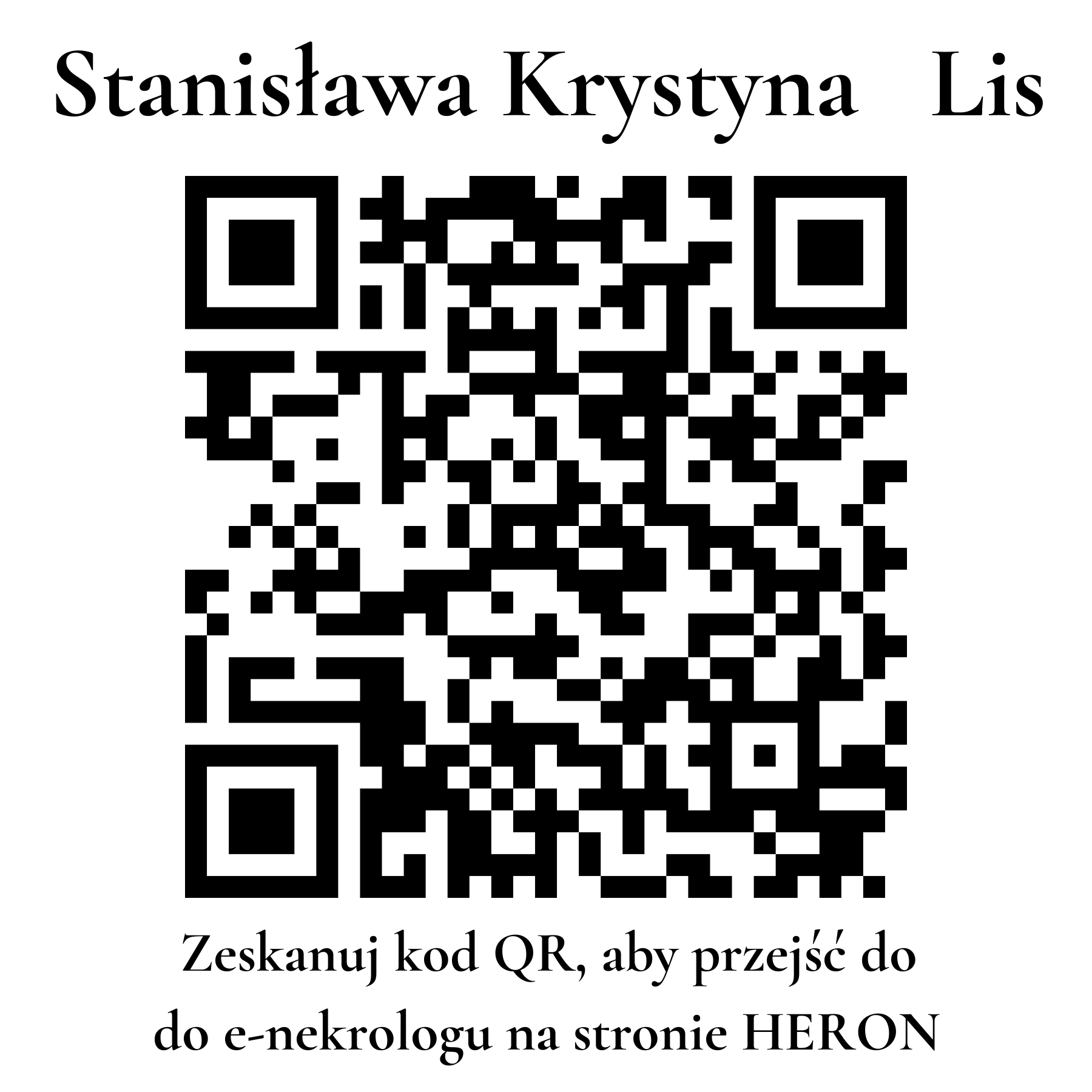 Kod QR do nekrologu Stanisława Krystyna   Lis