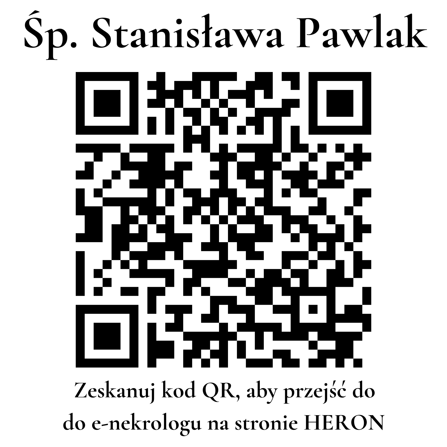 Kod QR do nekrologu Stanisława Pawlak Kod QR do nekrologu Stanisława Pawlak