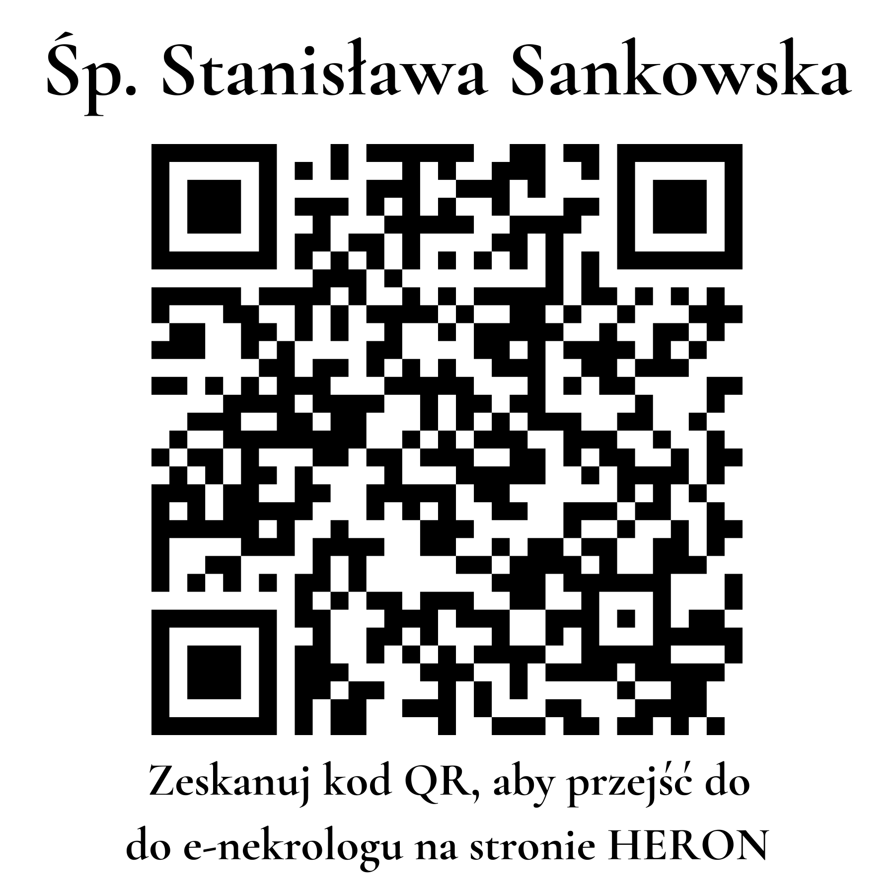 Kod QR do nekrologu Stanisława Sankowska Kod QR do nekrologu Stanisława Sankowska