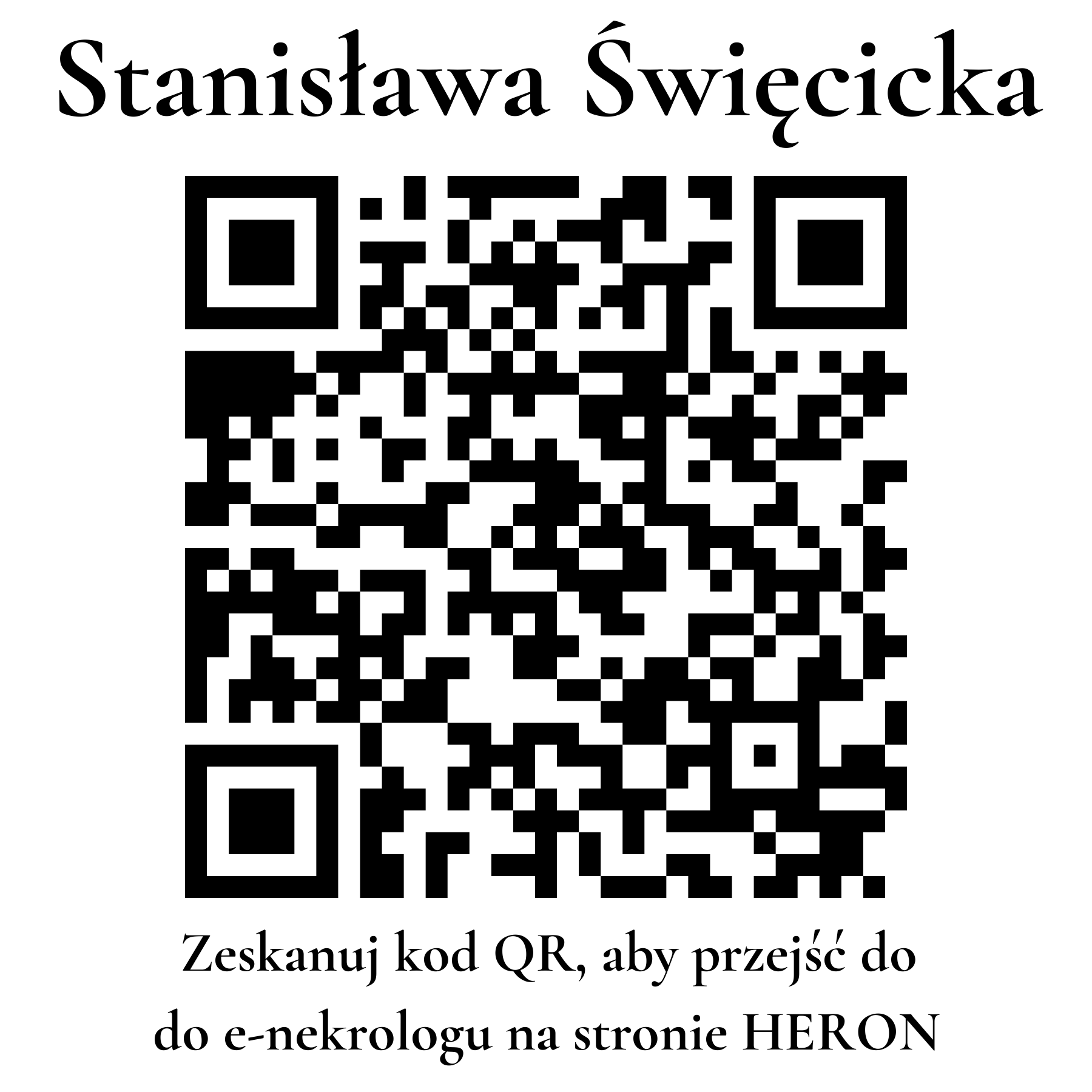 Kod QR do nekrologu Stanisława Święcicka Kod QR do nekrologu Stanisława Święcicka