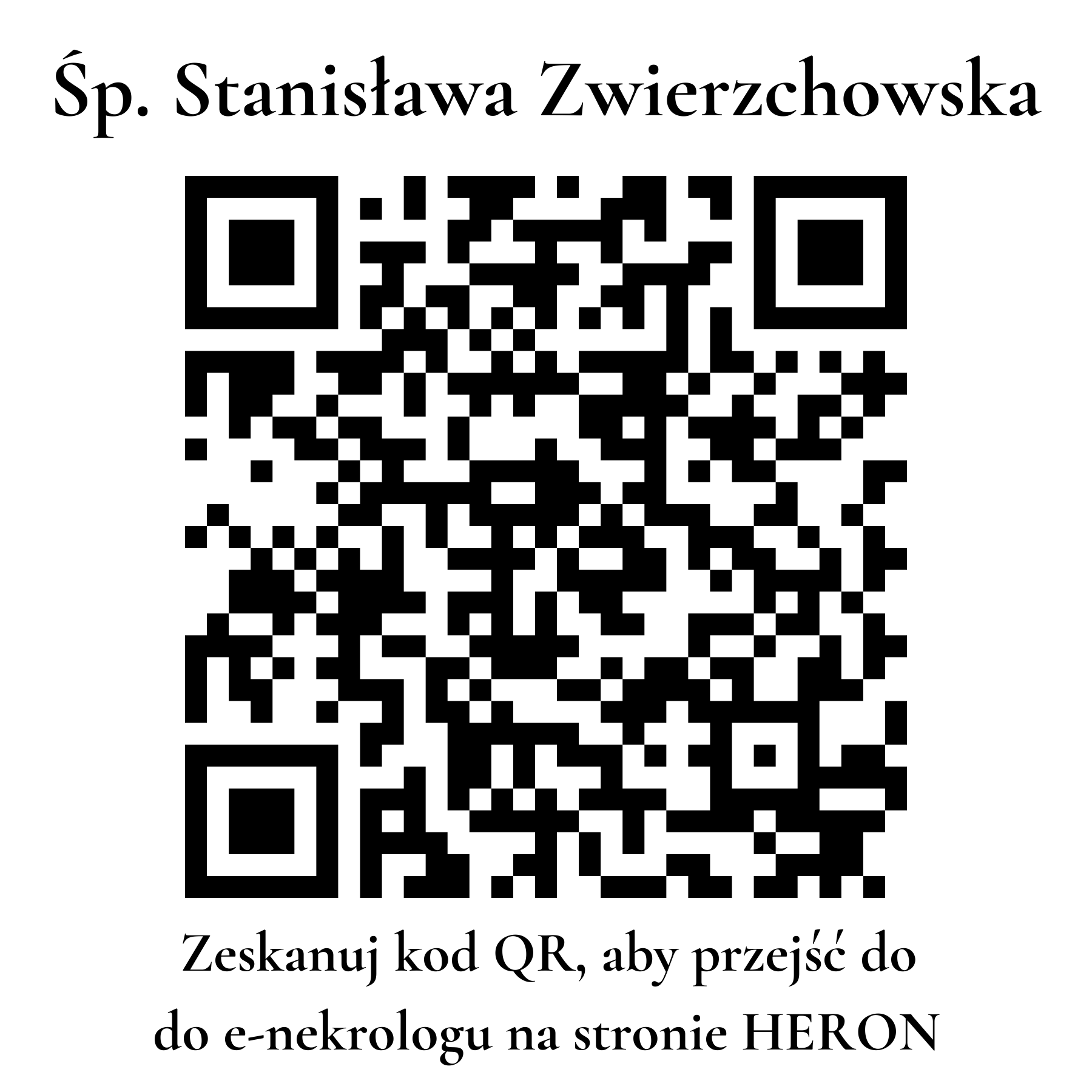 Kod QR do nekrologu Stanisława Zwierzchowska