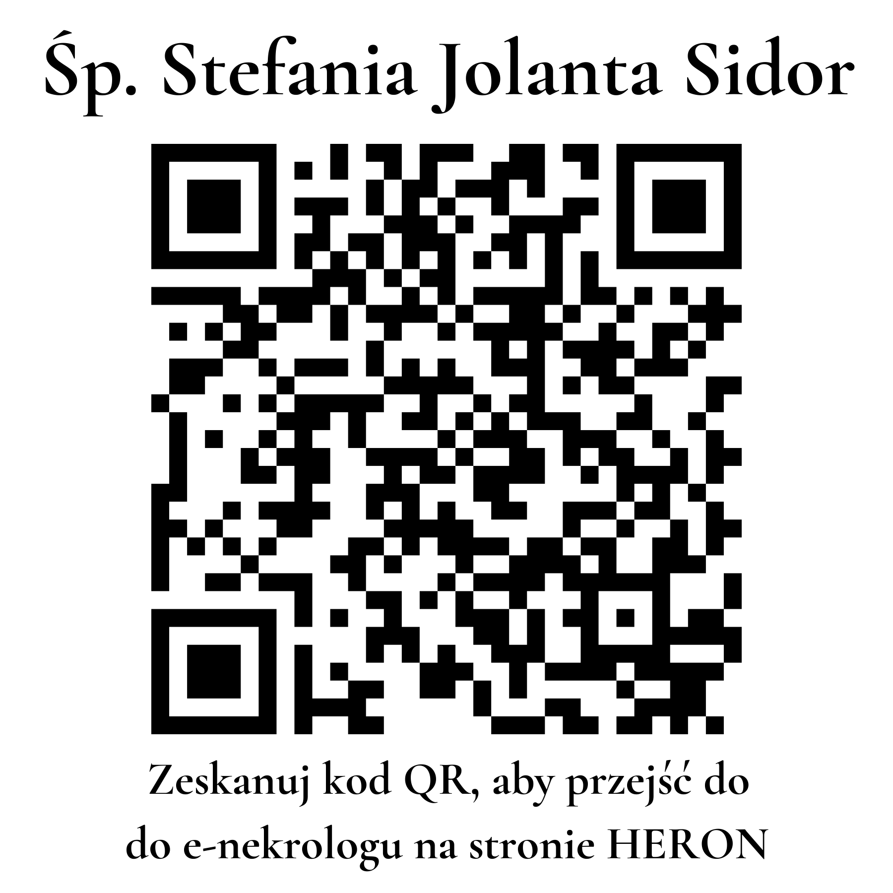 Kod QR do nekrologu Stefania Jolanta Sidor Kod QR do nekrologu Stefania Jolanta Sidor