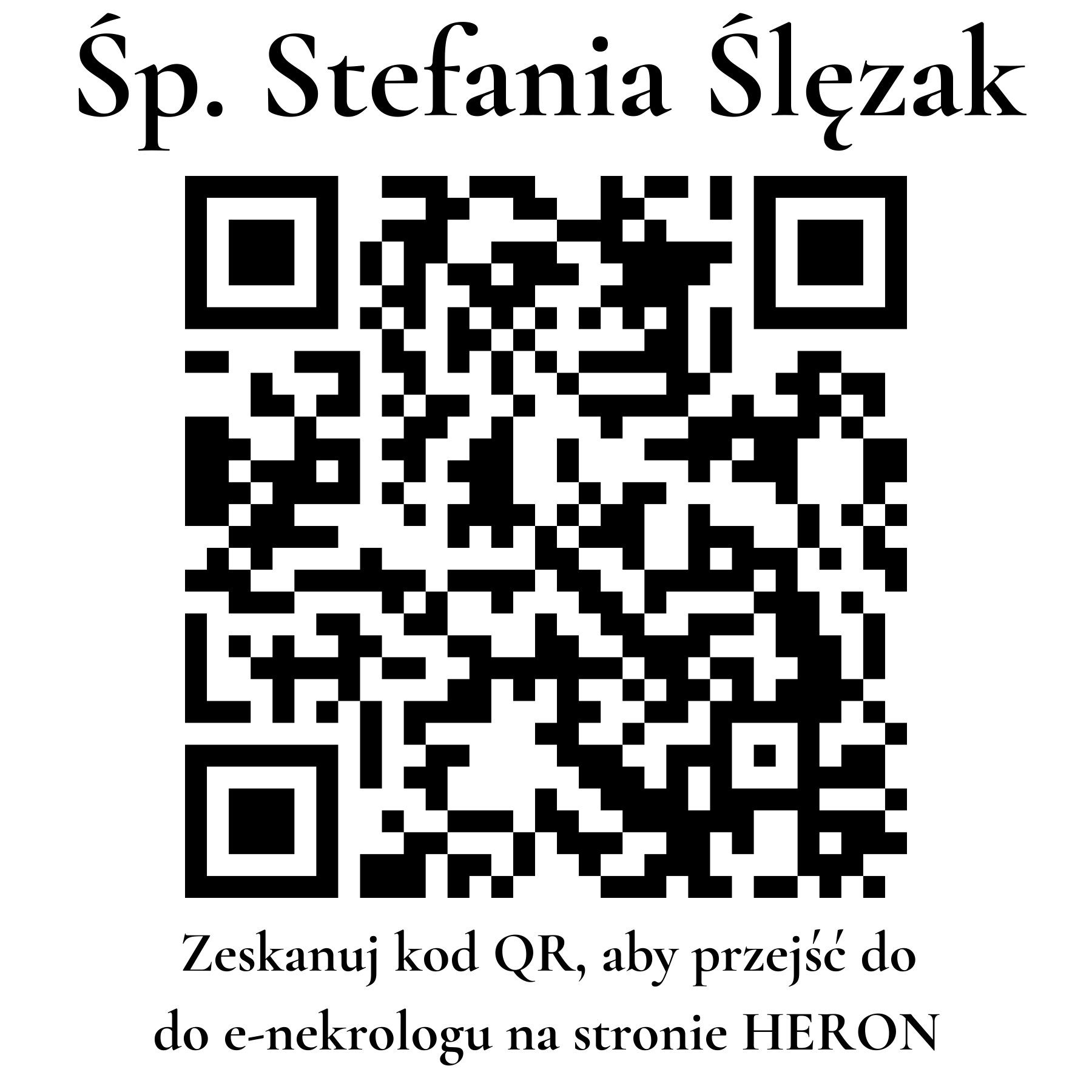Kod QR do nekrologu Stefania Ślęzak