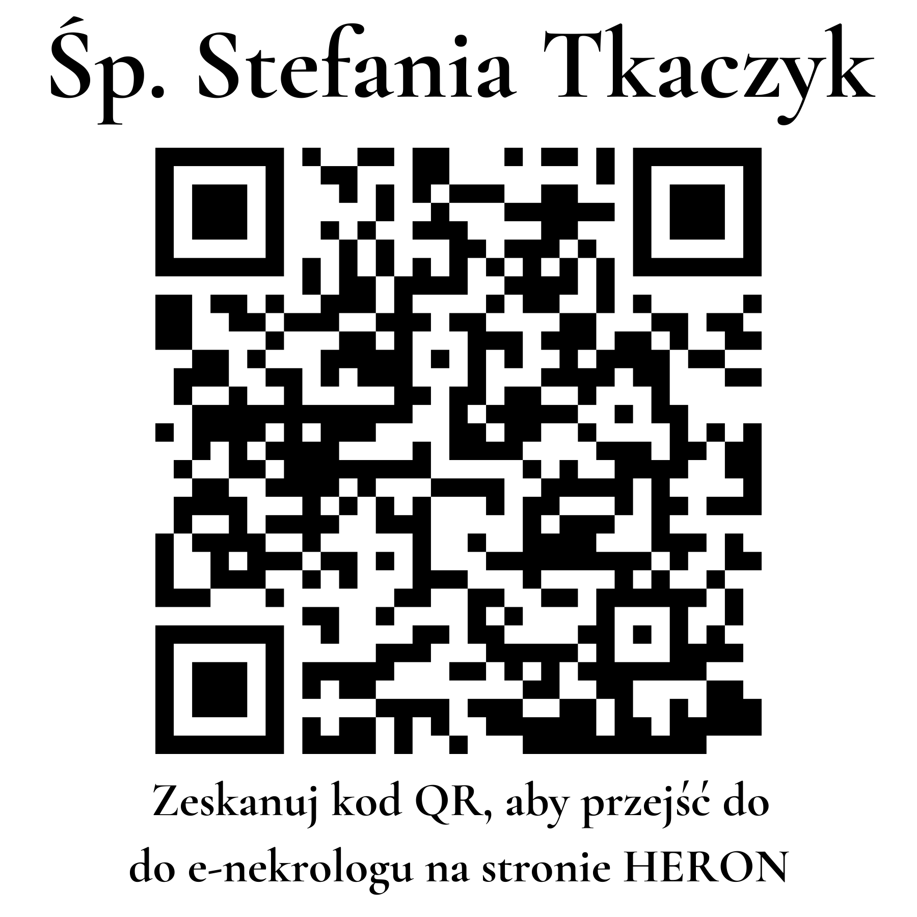 Kod QR do nekrologu Stefania Tkaczyk Kod QR do nekrologu Stefania Tkaczyk