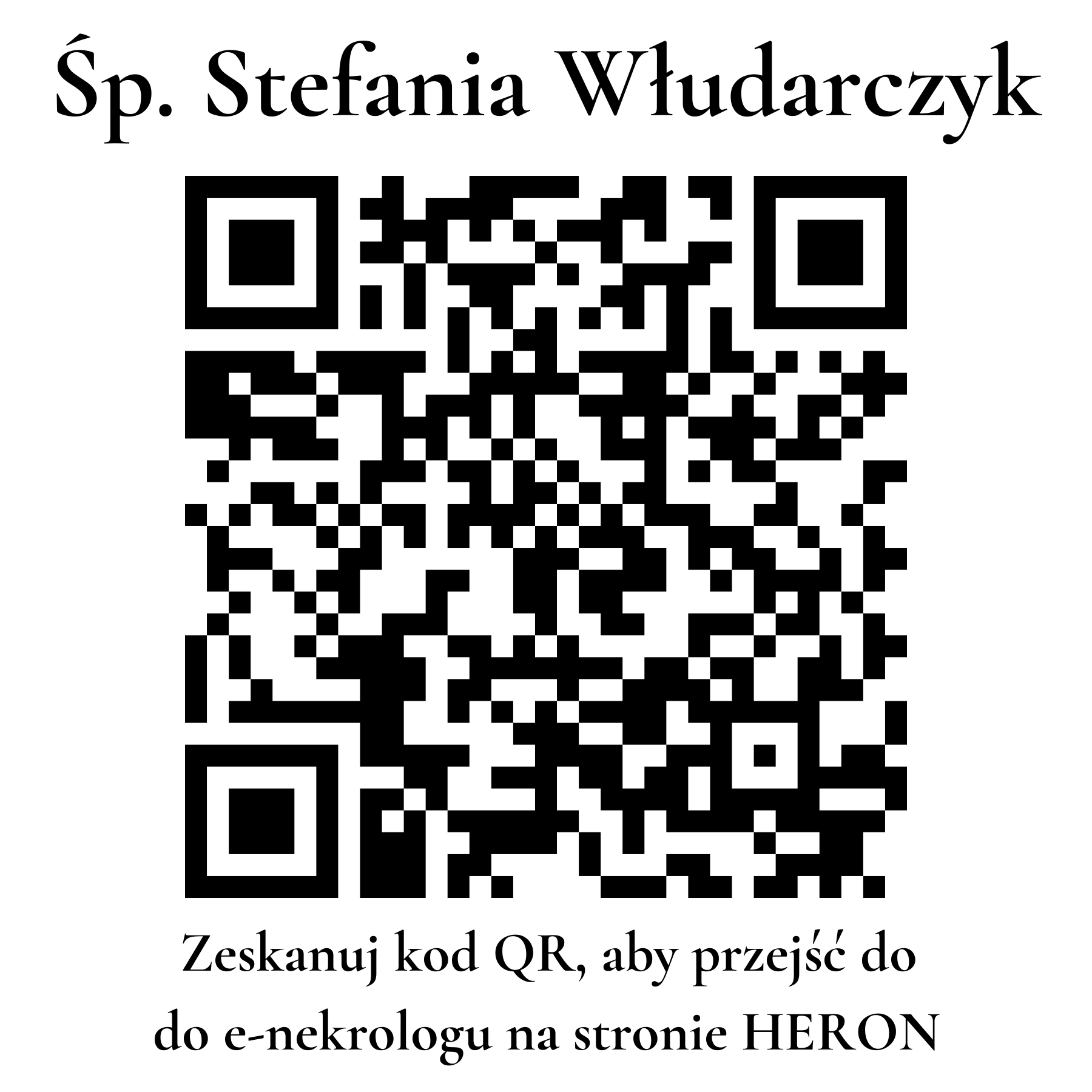 Kod QR do nekrologu Stefania Włudarczyk