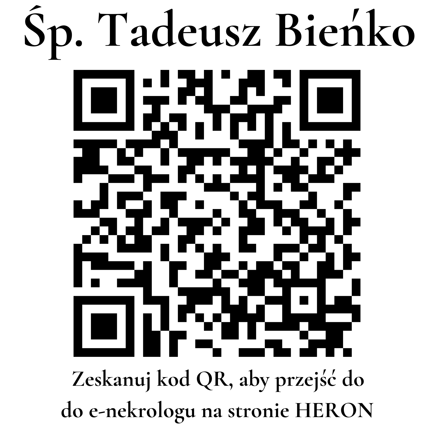 Kod QR do nekrologu Tadeusz Bieńko Kod QR do nekrologu Tadeusz Bieńko