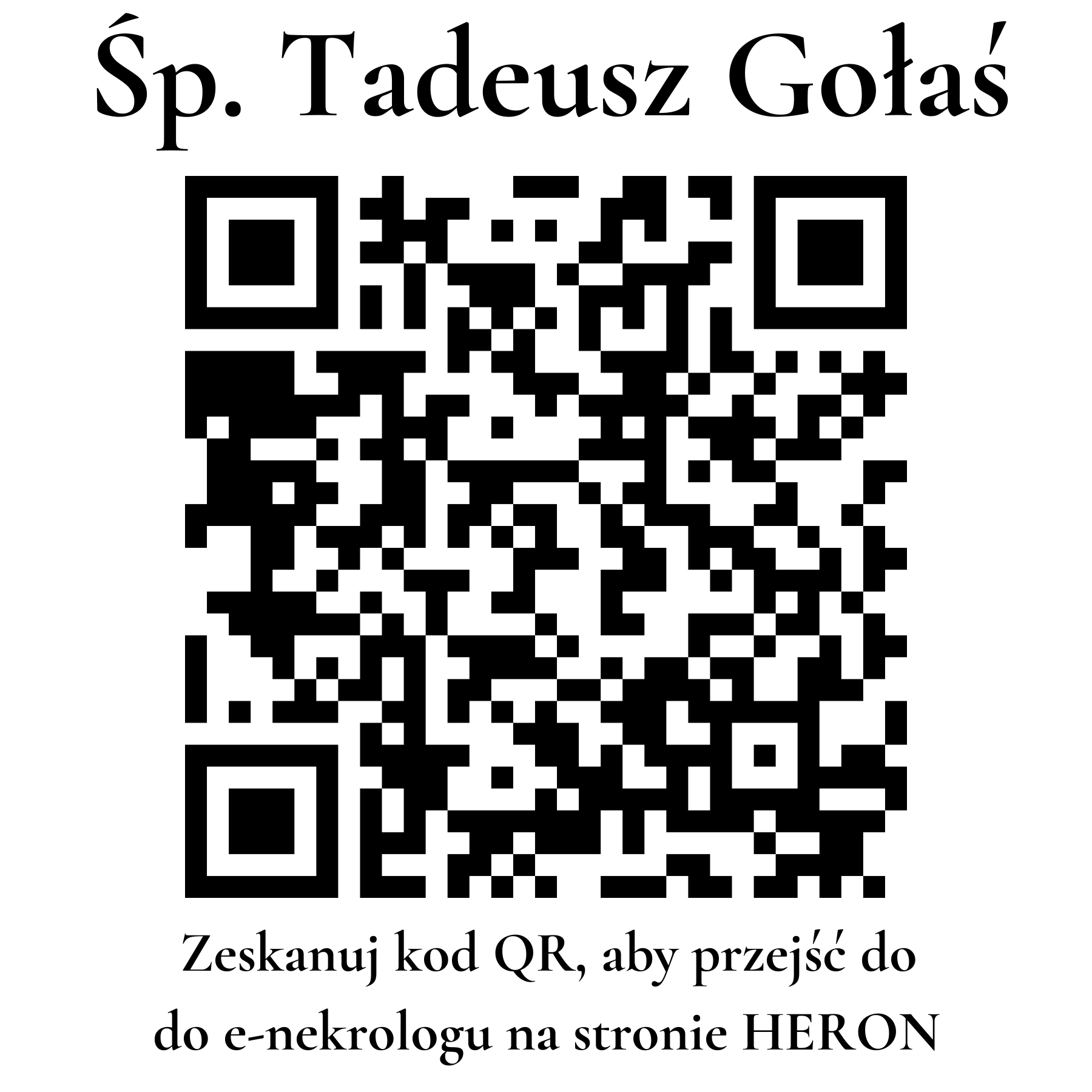 Kod QR do nekrologu Tadeusz Gołaś Kod QR do nekrologu Tadeusz Gołaś