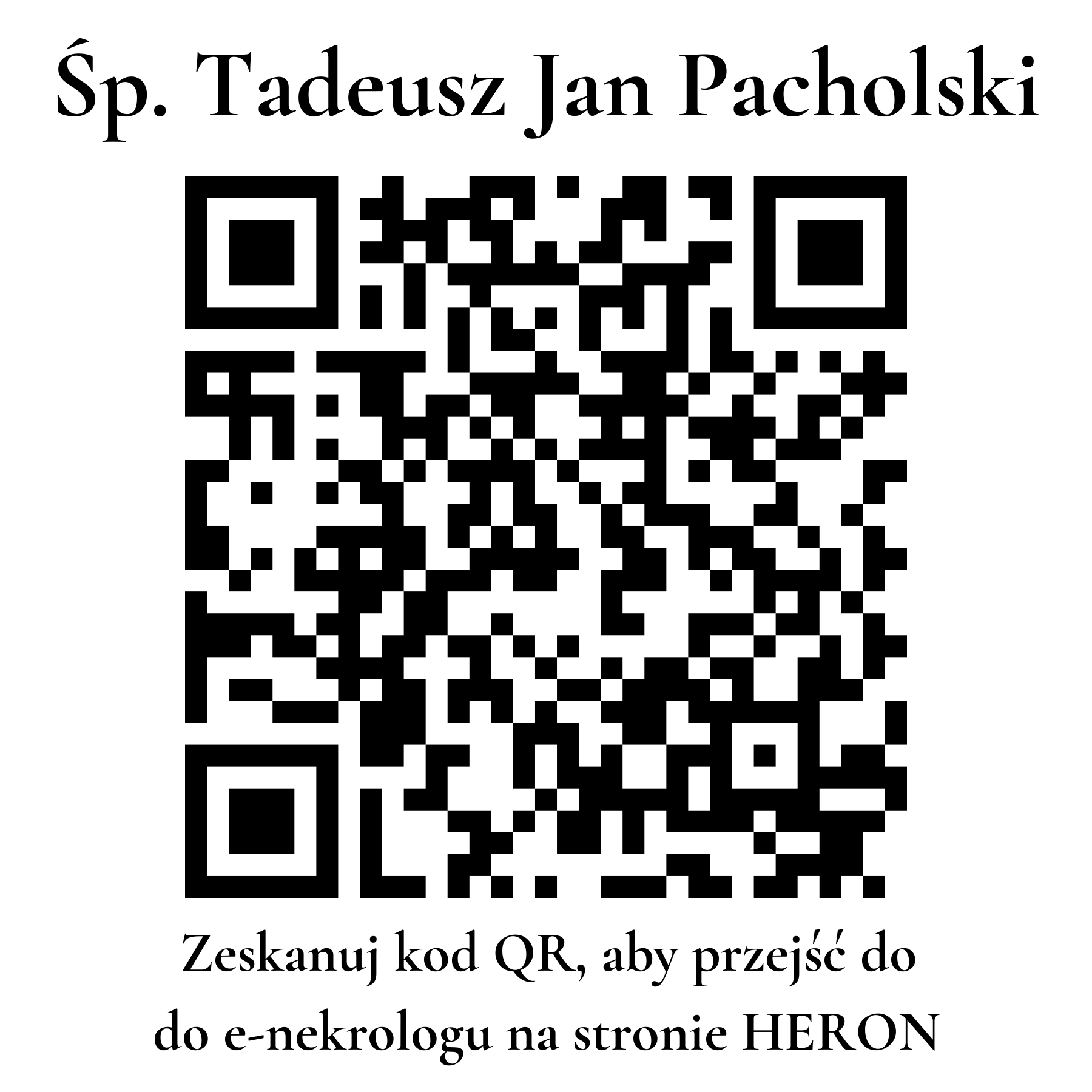 Kod QR do nekrologu Tadeusz Jan Pacholski Kod QR do nekrologu Tadeusz Jan Pacholski