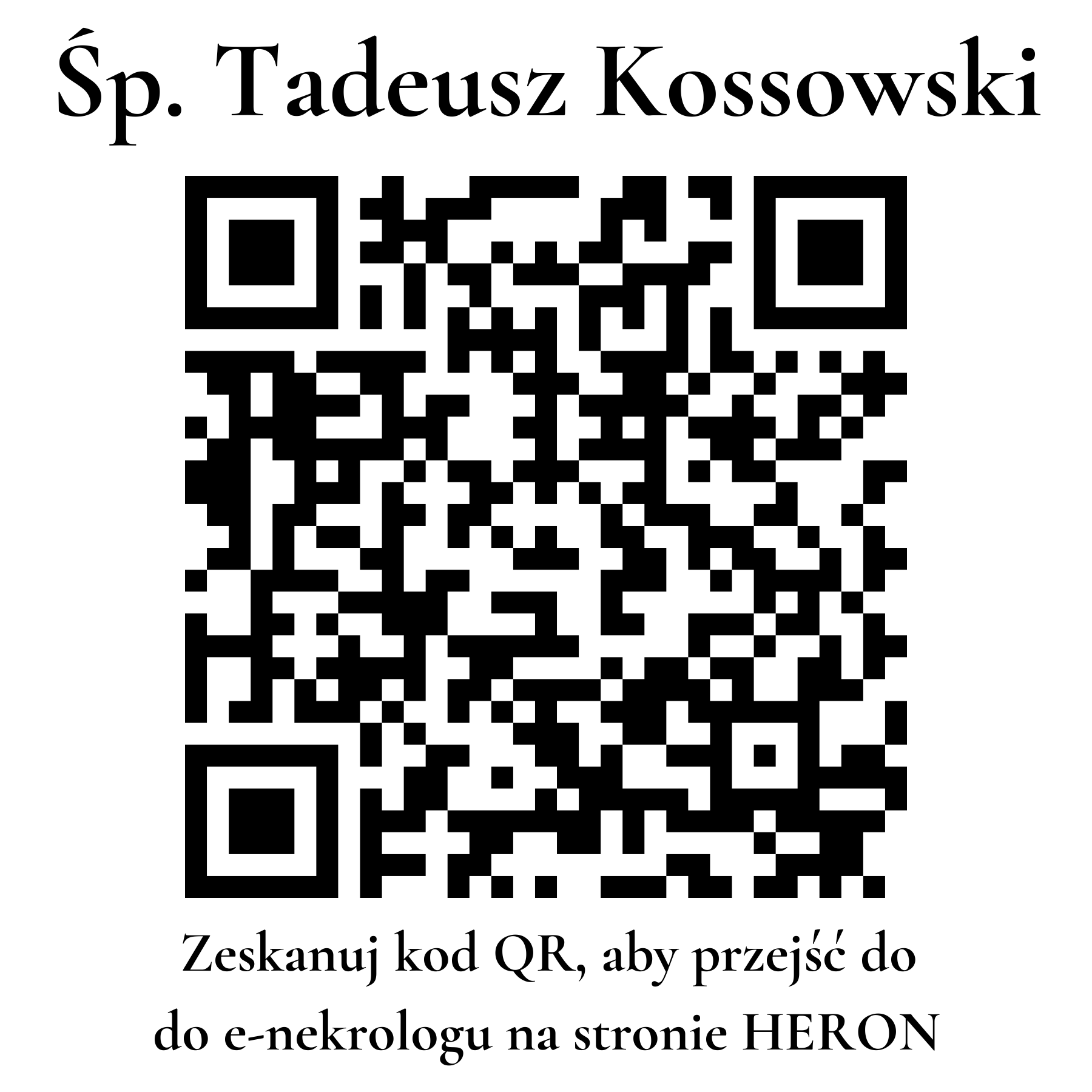 Kod QR do nekrologu Tadeusz Kossowski Kod QR do nekrologu Tadeusz Kossowski