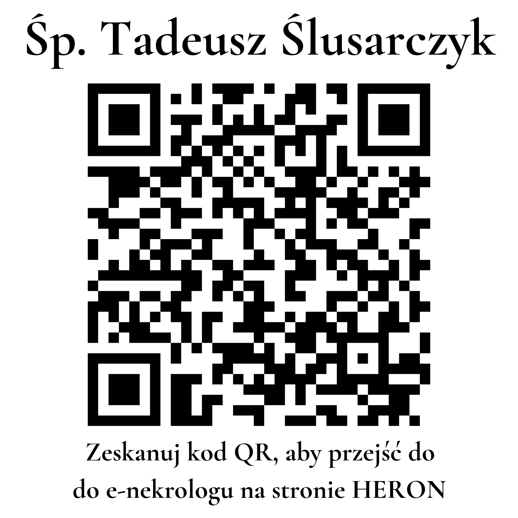 Kod QR do nekrologu Tadeusz Ślusarczyk Kod QR do nekrologu Tadeusz Ślusarczyk