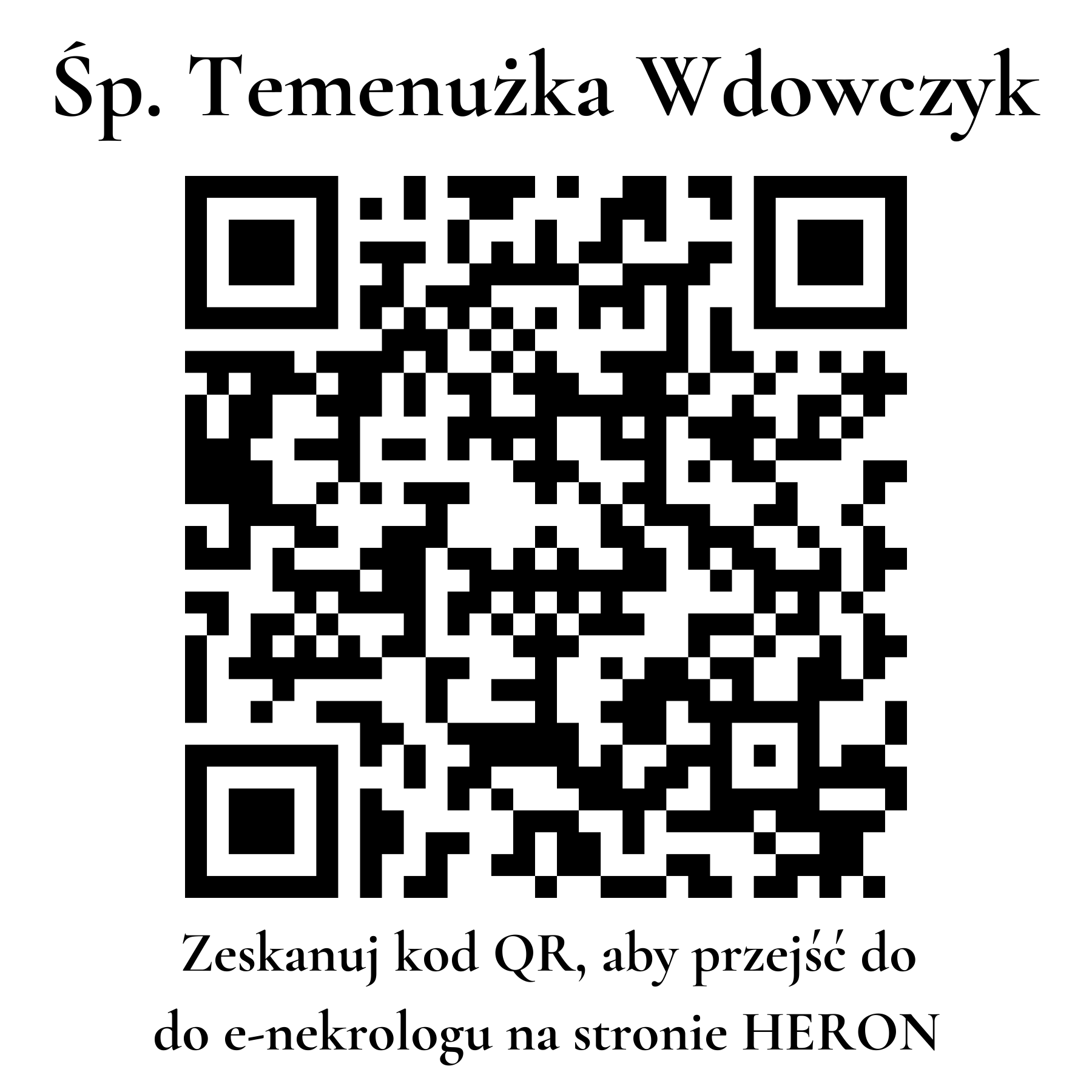 Kod QR do nekrologu Temenużka Wdowczyk Kod QR do nekrologu Temenużka Wdowczyk