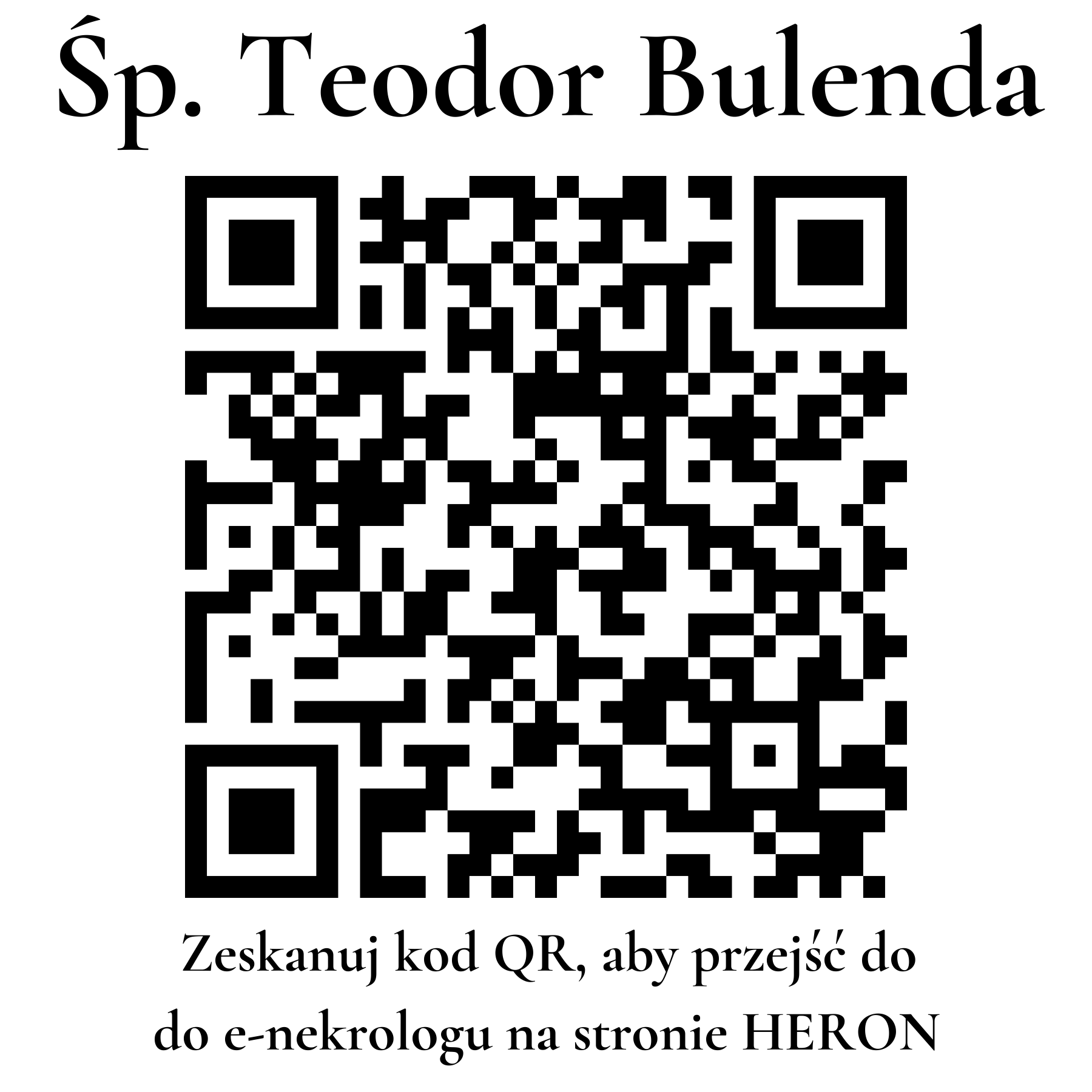 Kod QR do nekrologu Teodor Bulenda