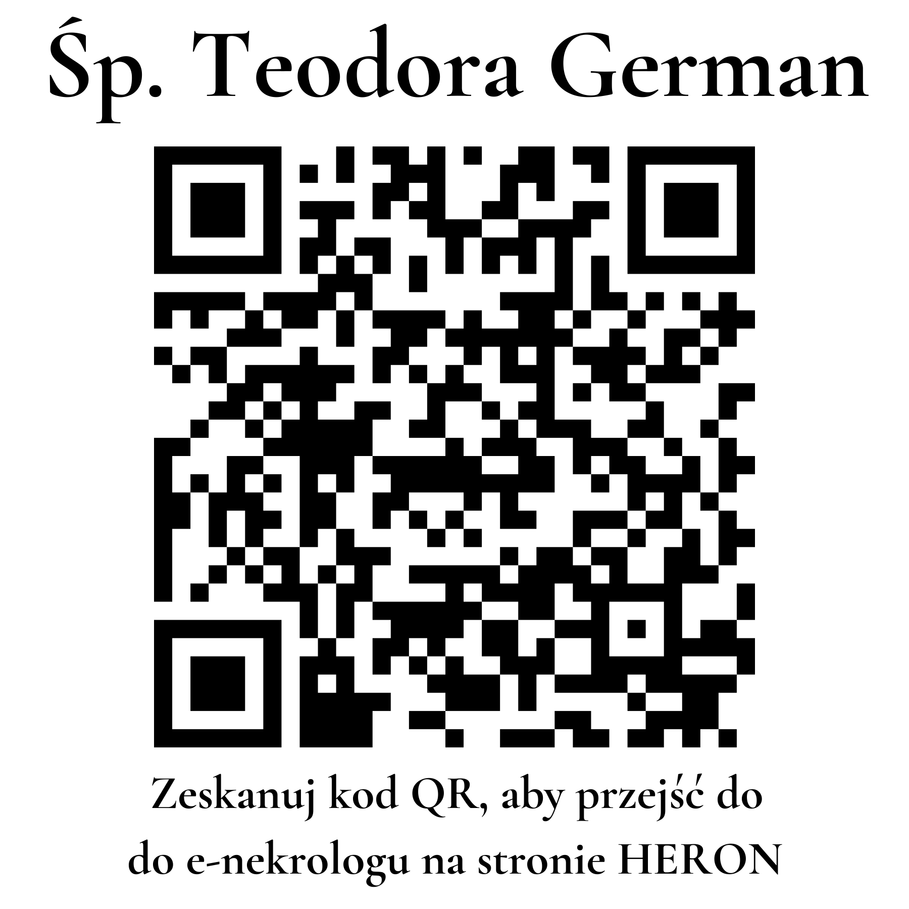 Kod QR do nekrologu Teodora German