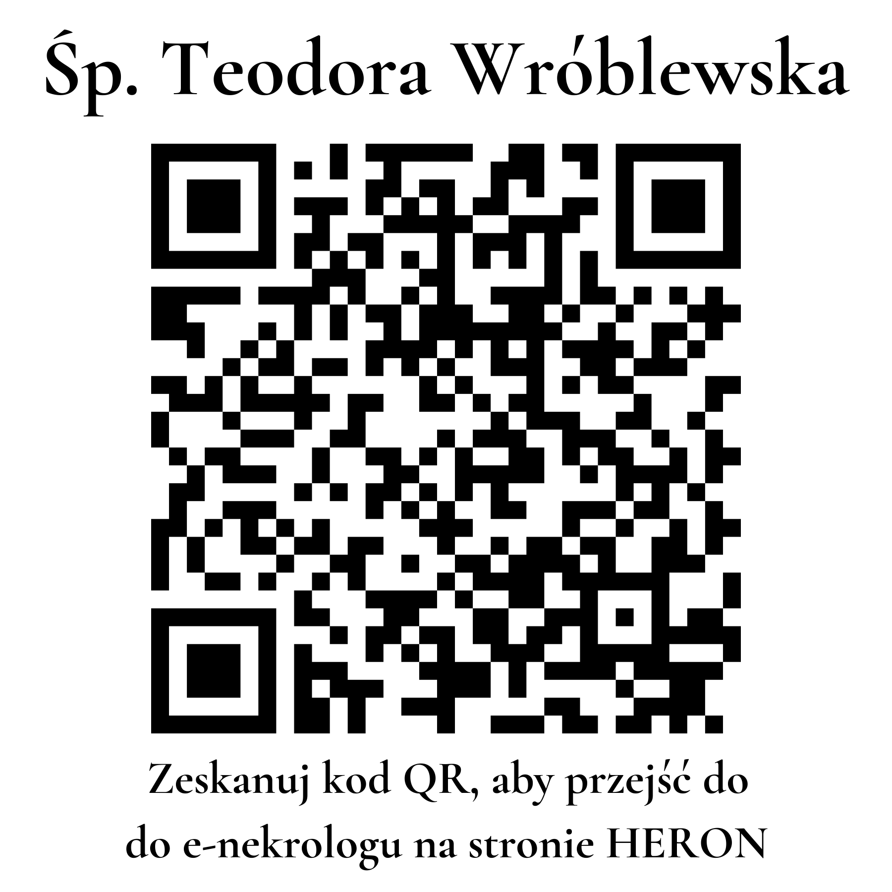 Kod QR do nekrologu Teodora Wróblewska Kod QR do nekrologu Teodora Wróblewska