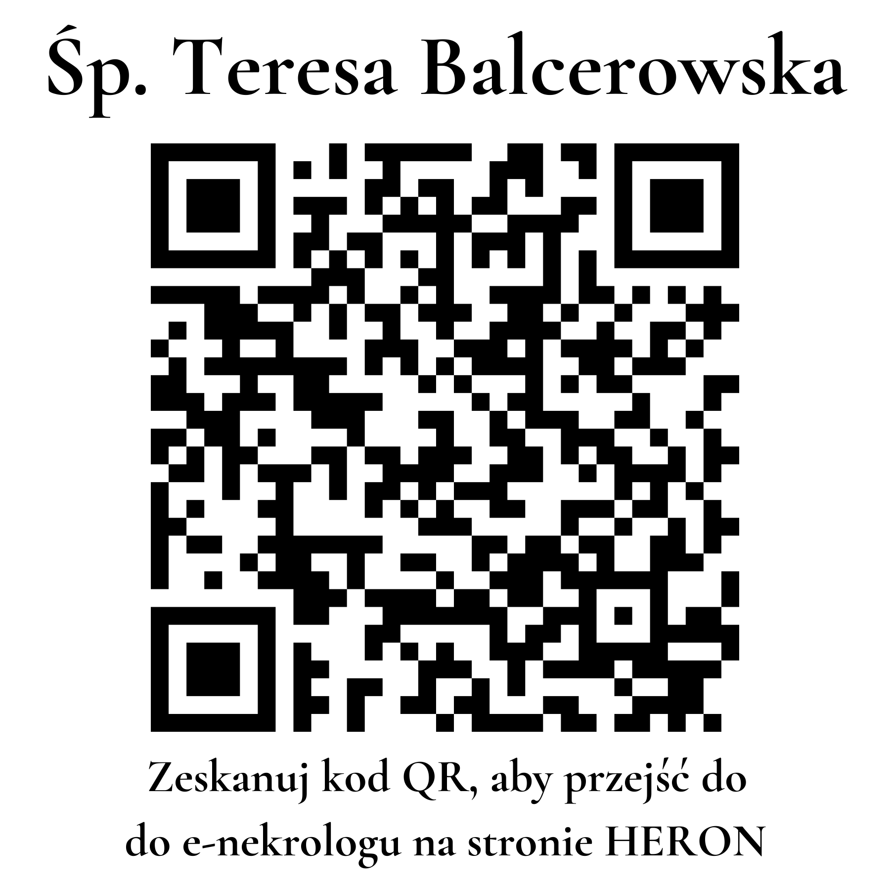 Kod QR do nekrologu Teresa Balcerowska