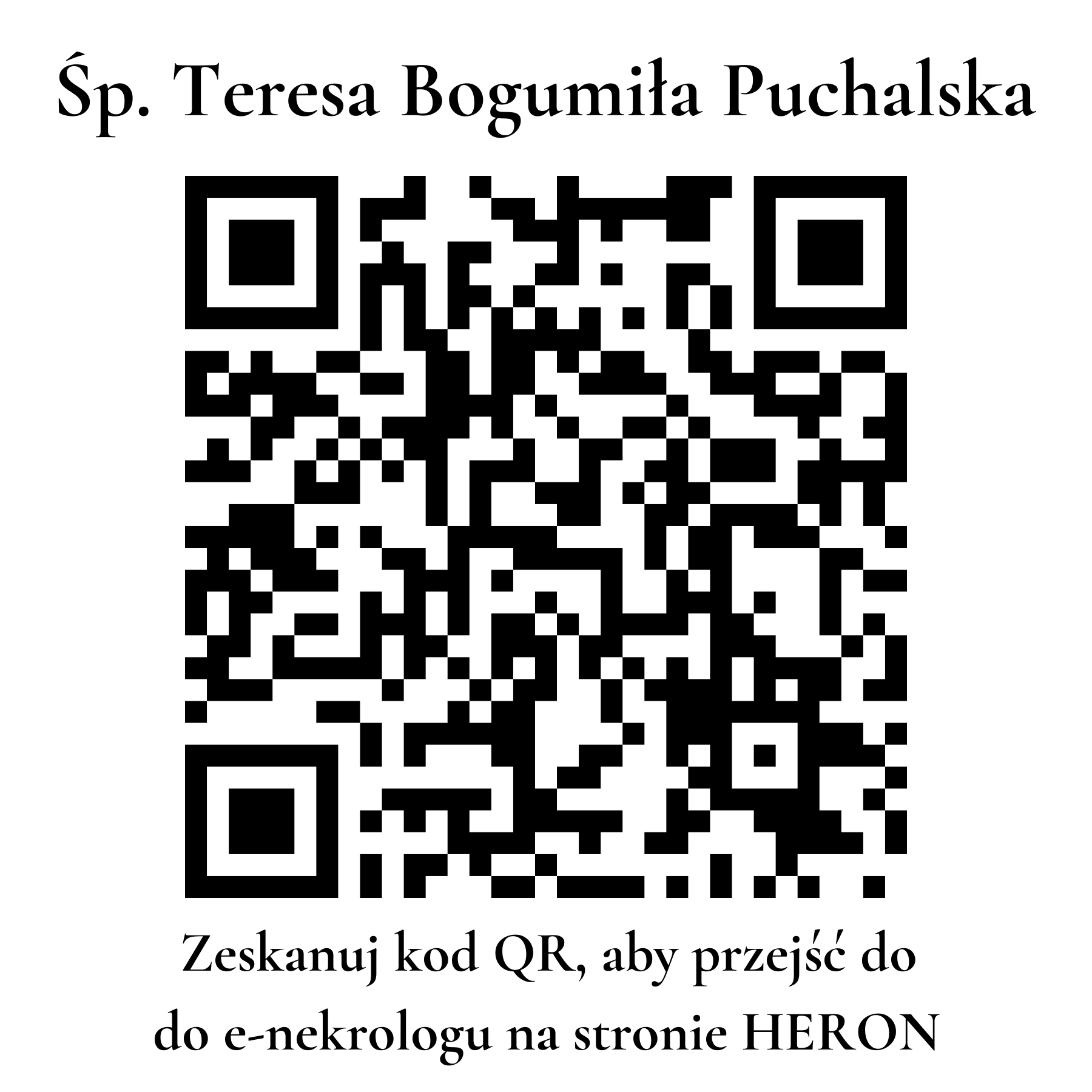 Kod QR do nekrologu Teresa Bogumiła Puchalska Kod QR do nekrologu Teresa Bogumiła Puchalska