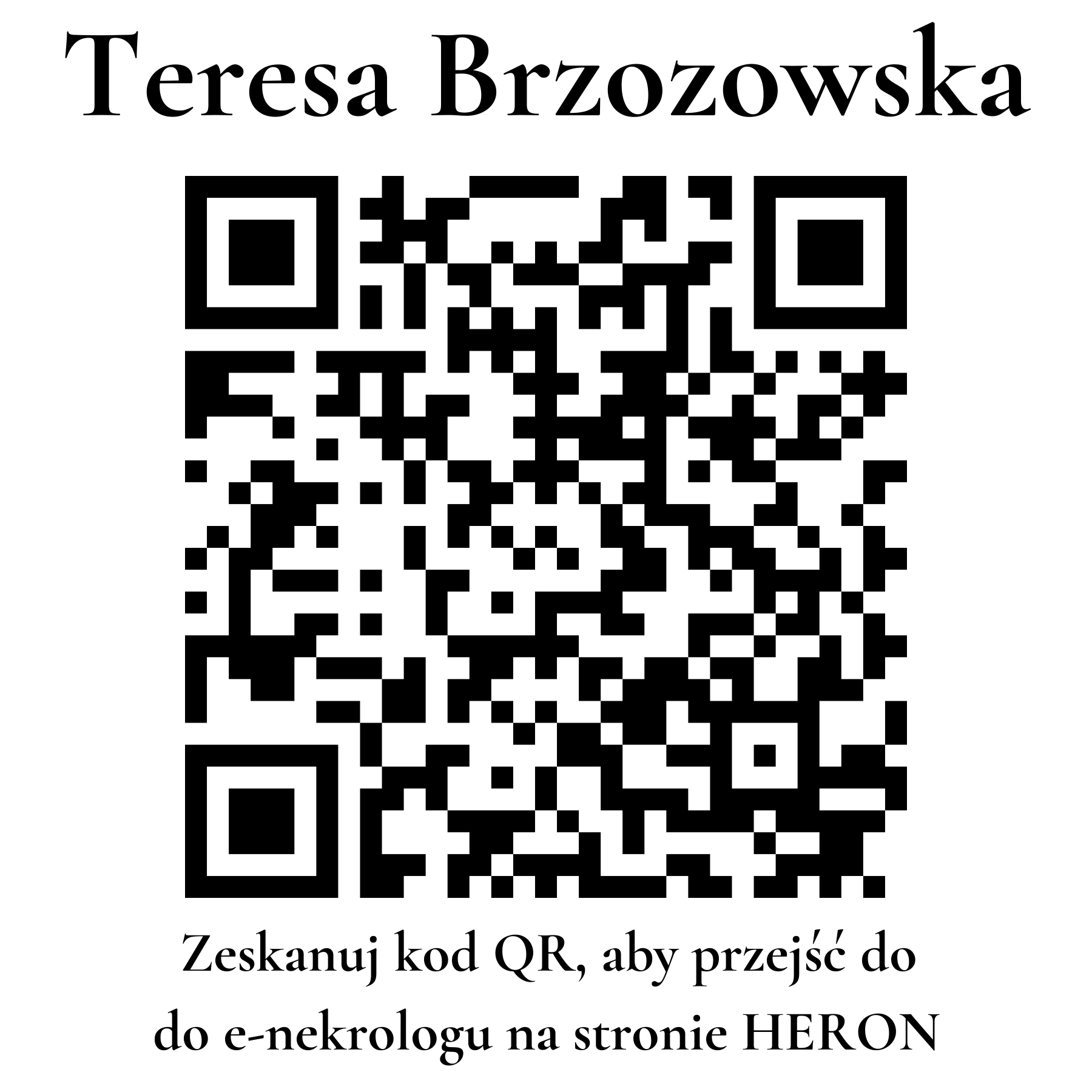 Kod QR do nekrologu Teresa Brzozowska Kod QR do nekrologu Teresa Brzozowska
