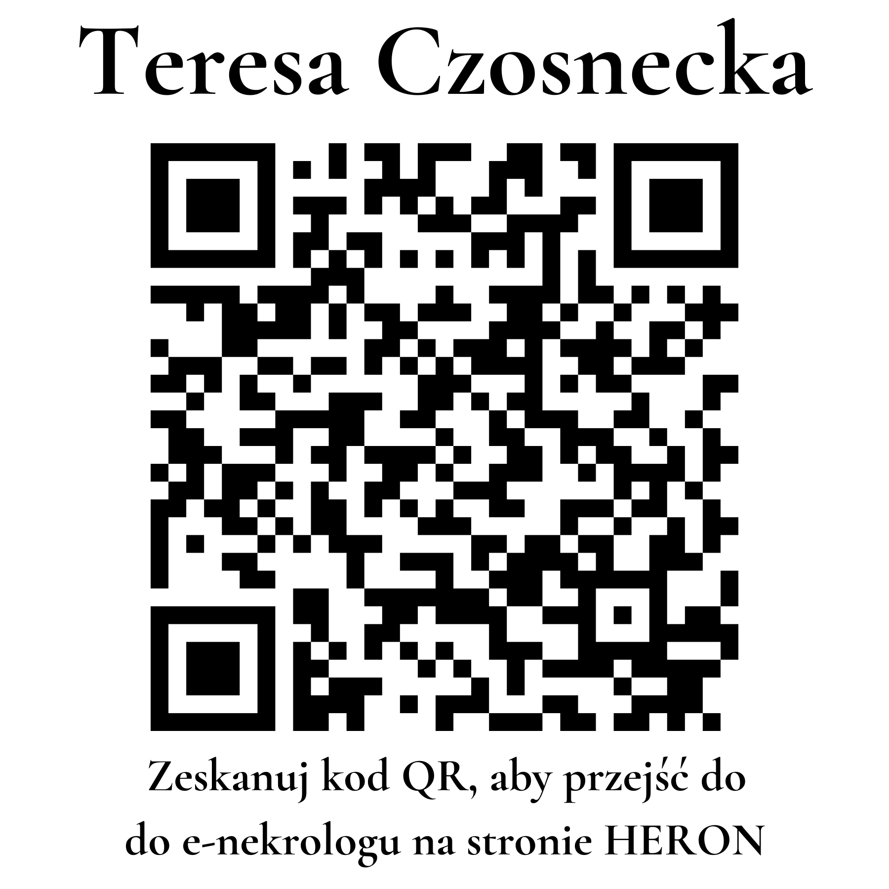 Kod QR do nekrologu Teresa Czosnecka