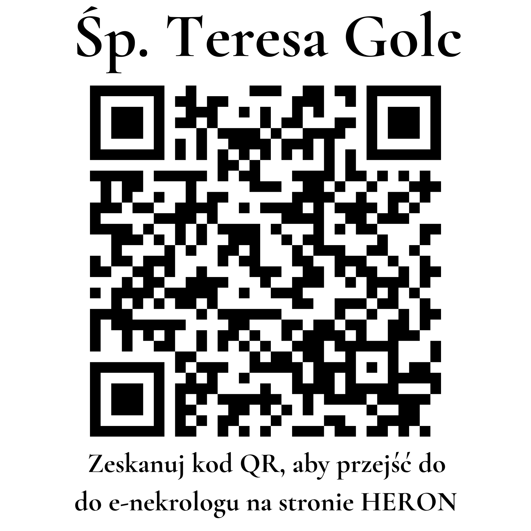 Kod QR do nekrologu Teresa Golc
